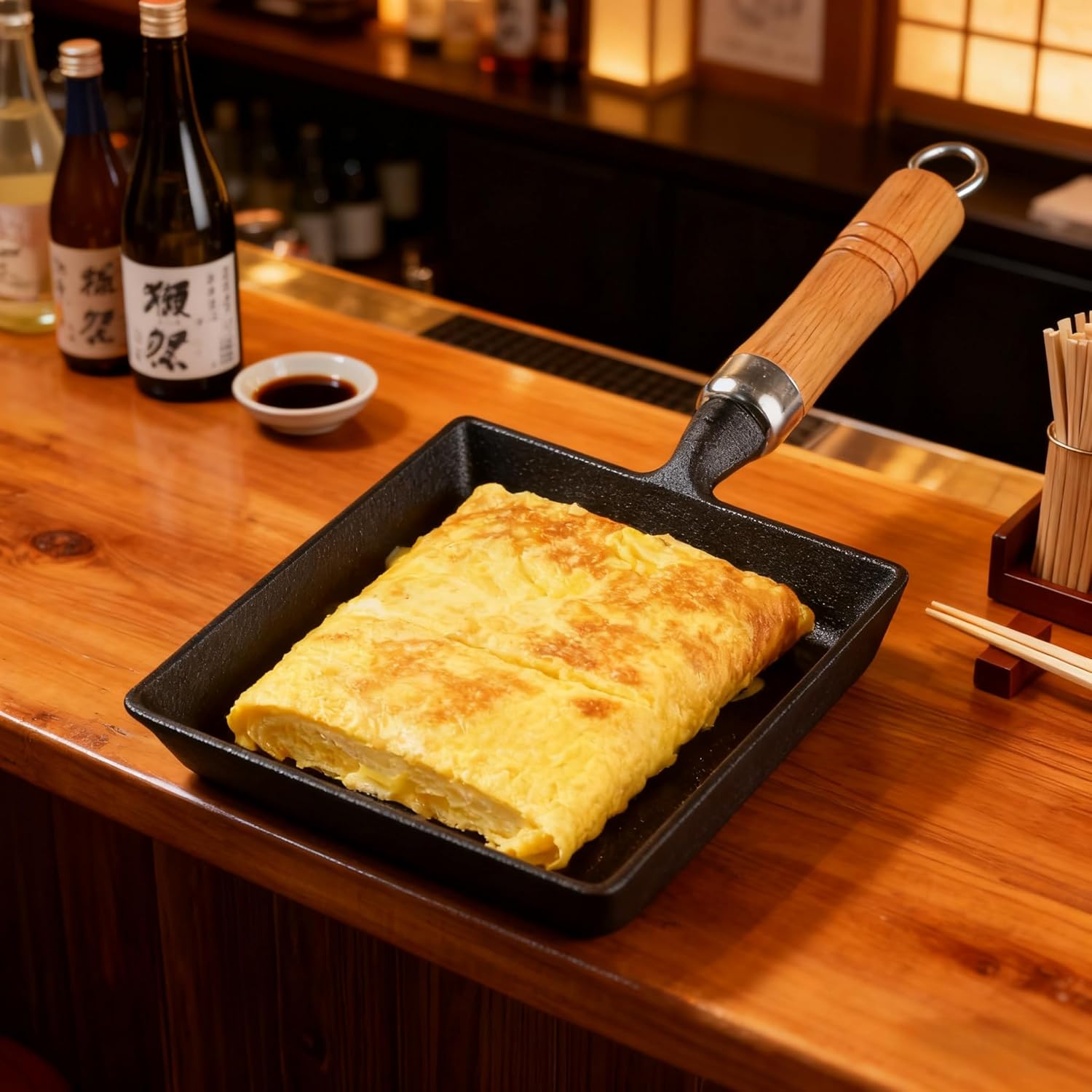 Cast Iron Tamagoyaki Pan, Japanese Egg Omelet Pan, Small Rectangle Frying Pan with Wooden Handle, All Stovetops Compatible, Naturally Nonstick with Oil Seasoning, 7.2 x 6.1 Inch - Image 7