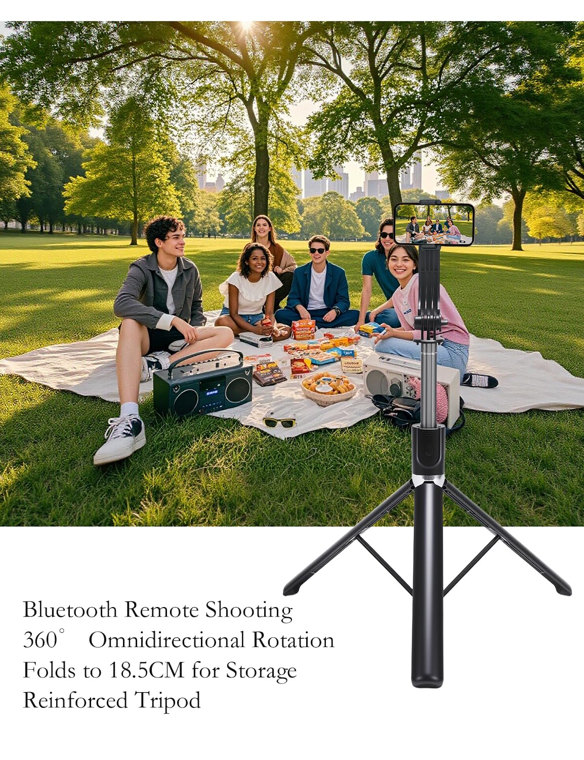 Trípode de palo selfie de 67 pulgadas, trípode portátil para teléfono con control remoto, trípode para iPhone