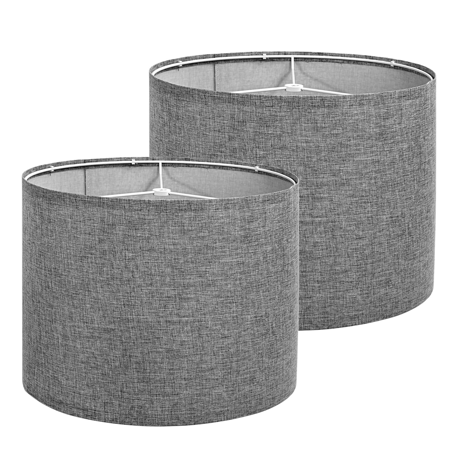 LUMIPAP Drum Lamp shades Set of 2,Dark Grey Lamp Shades for Table Lamps Floor Lamp,13" Top X 13" Bottom X 10" High Large Fabric Lamp Shades,Easy