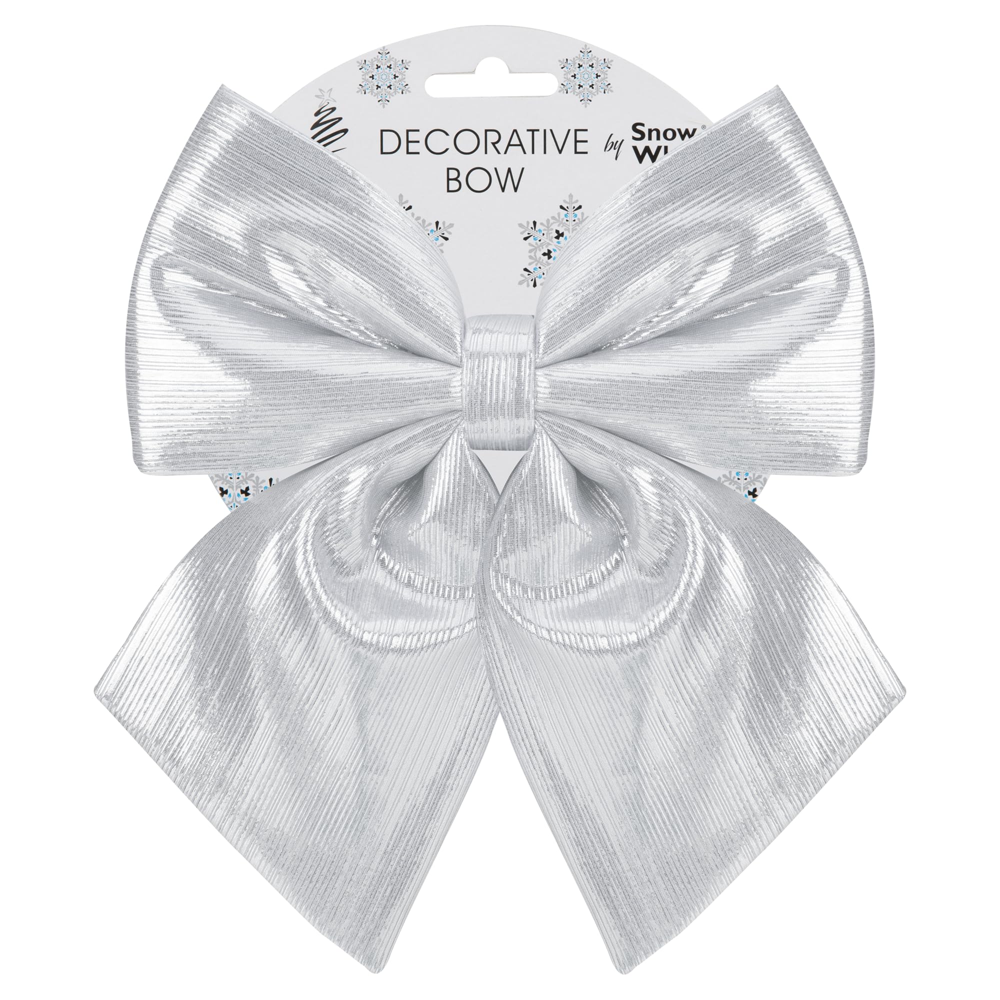 Pms Silver Shiny Fabric Bow 20Cm X 24Cm – Large Decorative Bow With Shiny Finish – Christmas Tree, Wreath, Garland, Hamper, And Display Decoration