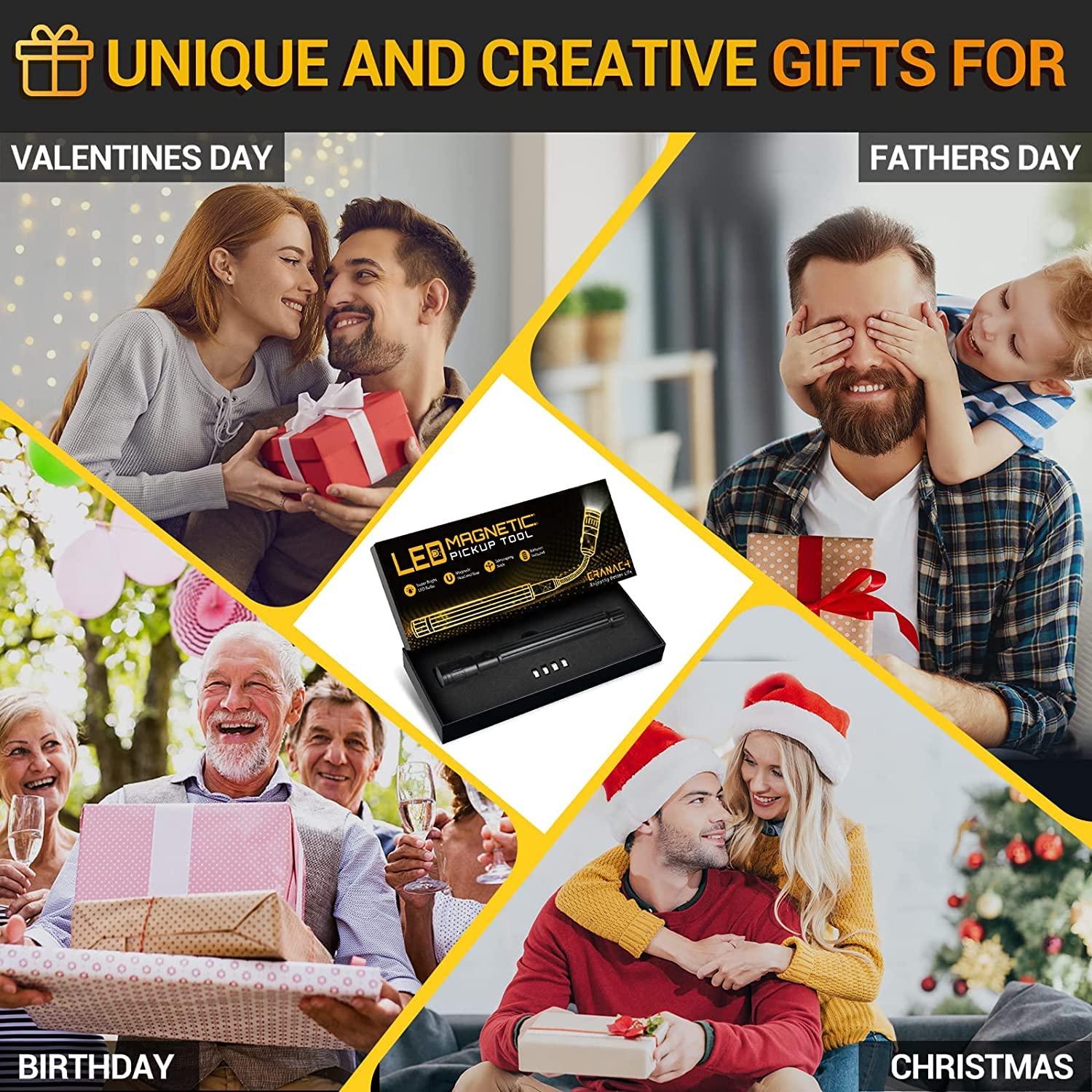 Regalos Originales para Hombre Linterna Coche - Gadgets Utiles Regalos Navidad Originales Personalizados Ideas Regalos San Valentin Dia Padre Linterna Mecanico Trabajo Herramienta Captación Magnética