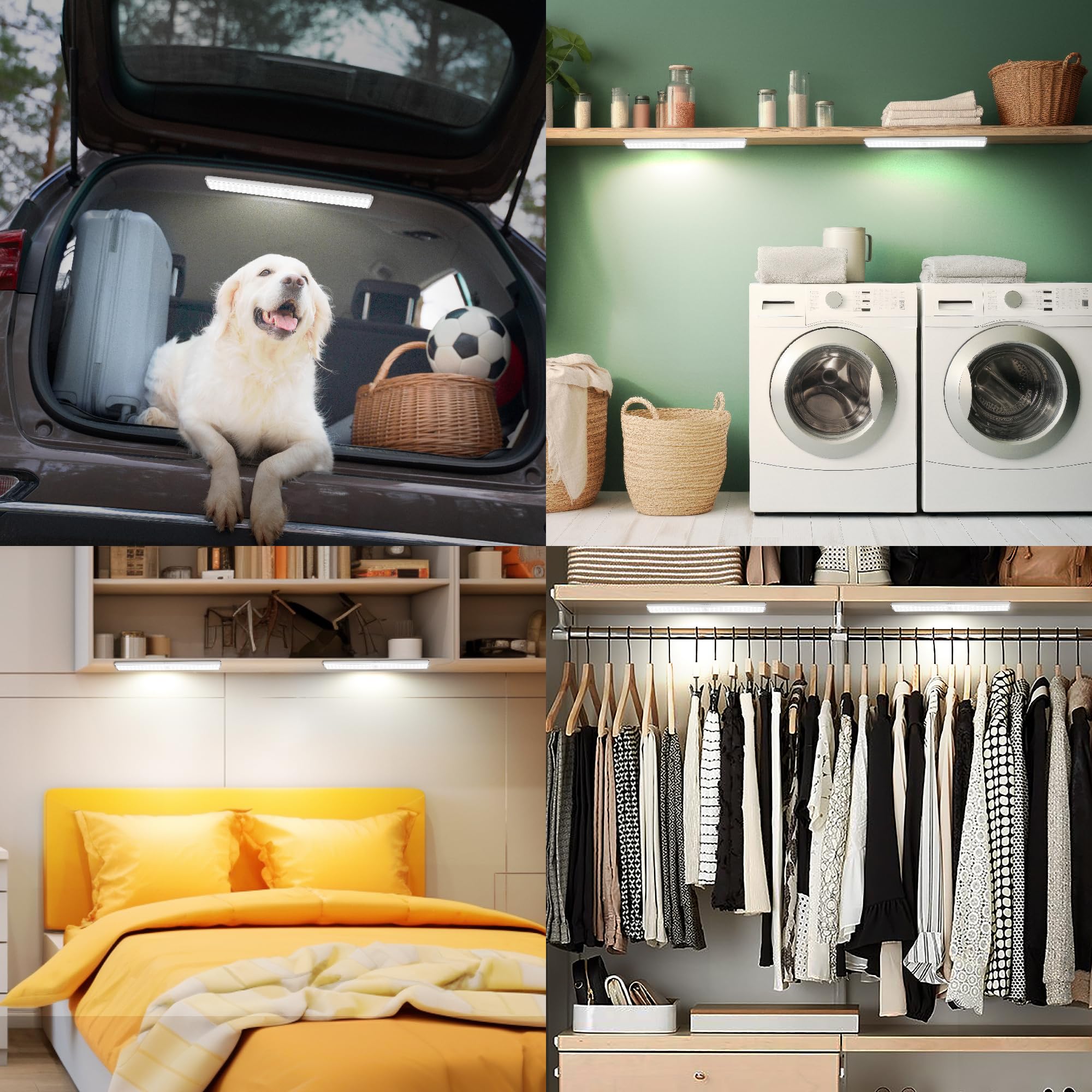 LEPOTEC Luce Armadio da 52 LED per Utilizzo Interno, Illuminazione a Batteria Ricaricabile con Sensore di Movimento, per Armadi, Cassetti, Corridoio, Camera da Letto, Colore Argento, 1 Pezzo