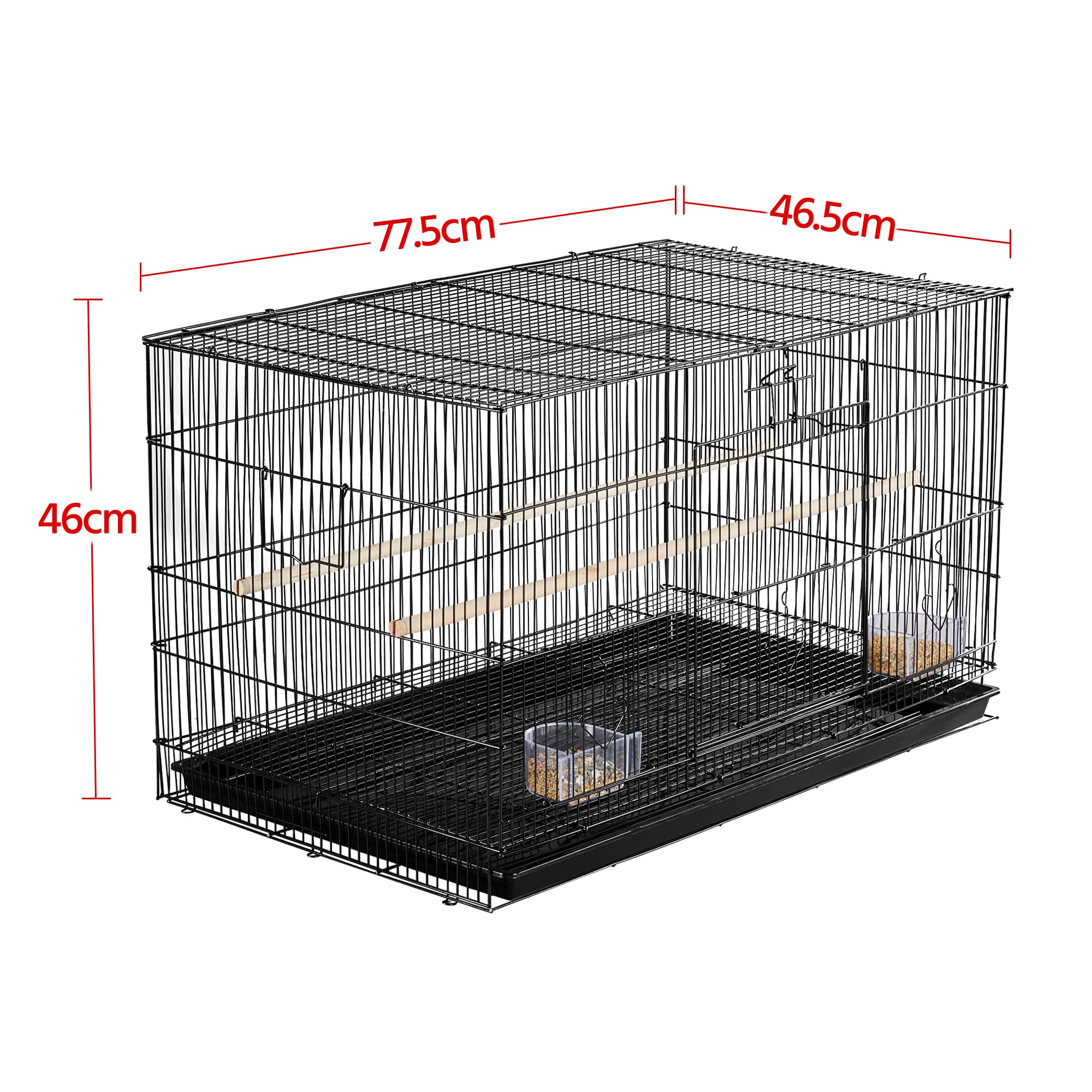 Yaheetech Gabbia Uccelli Metallo Impilabile 77,5 × 46,5 × 46 cm Nera | Gabbia Rettangolare Impilabile, Struttura Pratica, Adatta per Pappagalli, Calopsite, Parrochetti e Inseparabili Domestici