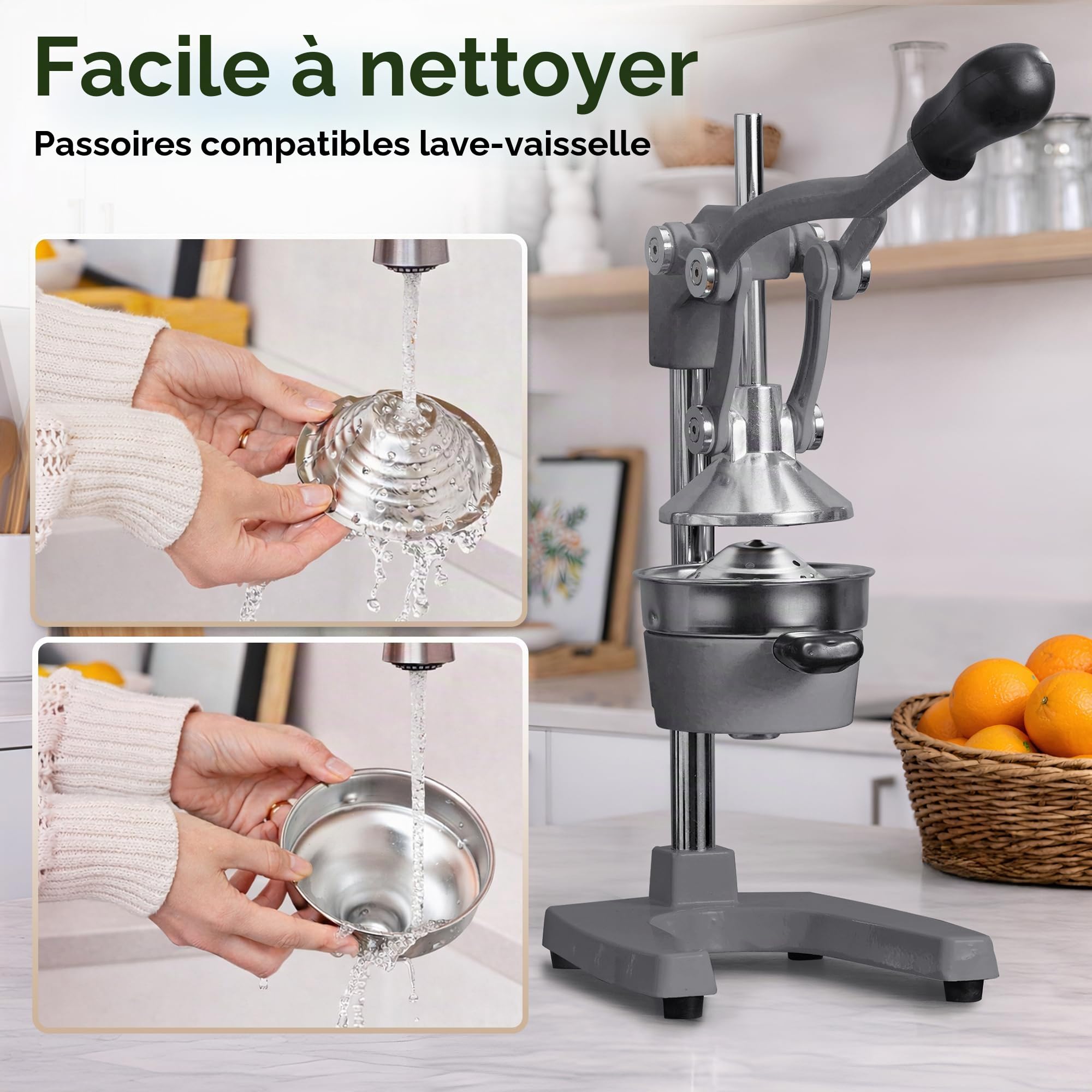 Zulay Kitchen Presse-agrumes Manuelle en Fonte, Presse de Jus Presse d'Oranges Manuelle pour Agrumes, Robuste Presse de Fruits en Acier Inoxydable, Extracteur de Jus en Fonte, Entsafter Manuel pour