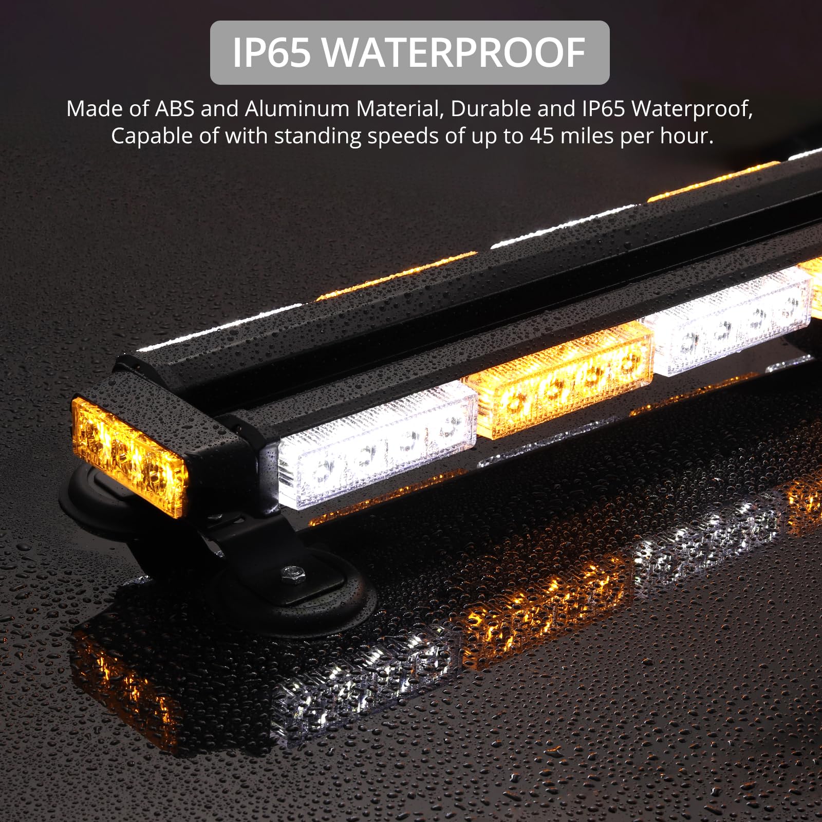12/24 V 54 diody LED magnetyczny awaryjny pasek ostrzegawczy ostrzeżenie stroboskopowe światło beacon bursztynowy biały 54 W
