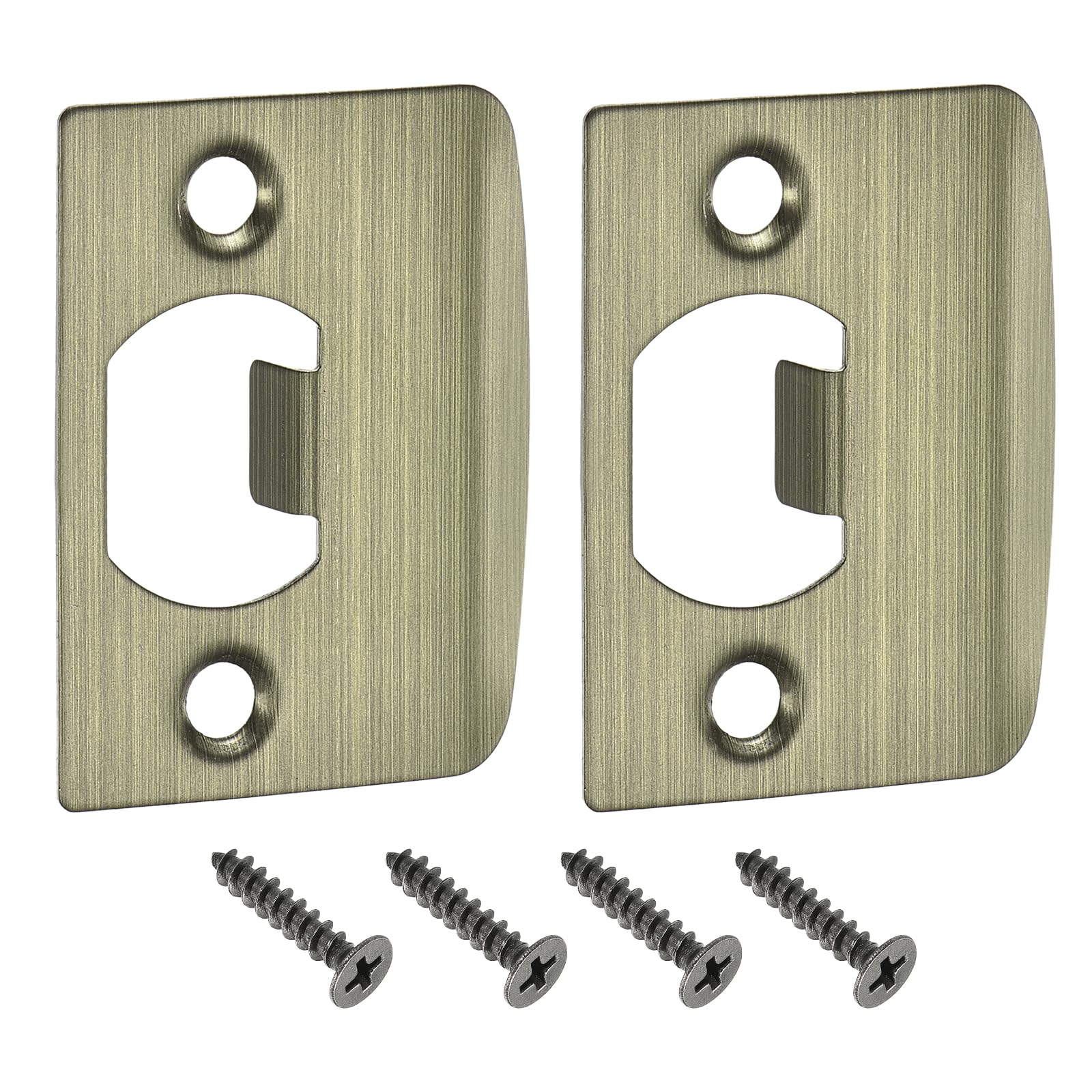 sourcing map D-Type Door Strike Plate, 2Pcs 57mm x 45mm 201 Stainless Steel Latch Deadbolt Strike Plate for Door Frame Door Jamb, Bronze