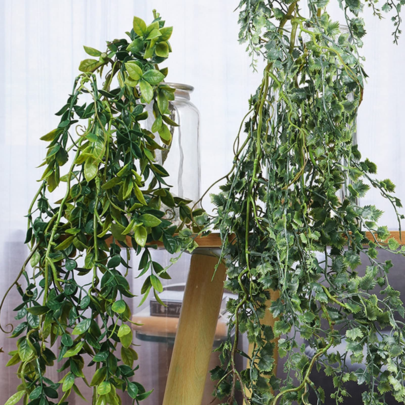 Plantas Artificiales Colgantes Decoracion 15 Pack, Guirnalda Hojas De Helecho Verde Hiedra Plastico Enredadera para BañO BalcóN Boda Hogar Porche Restaurante Valla