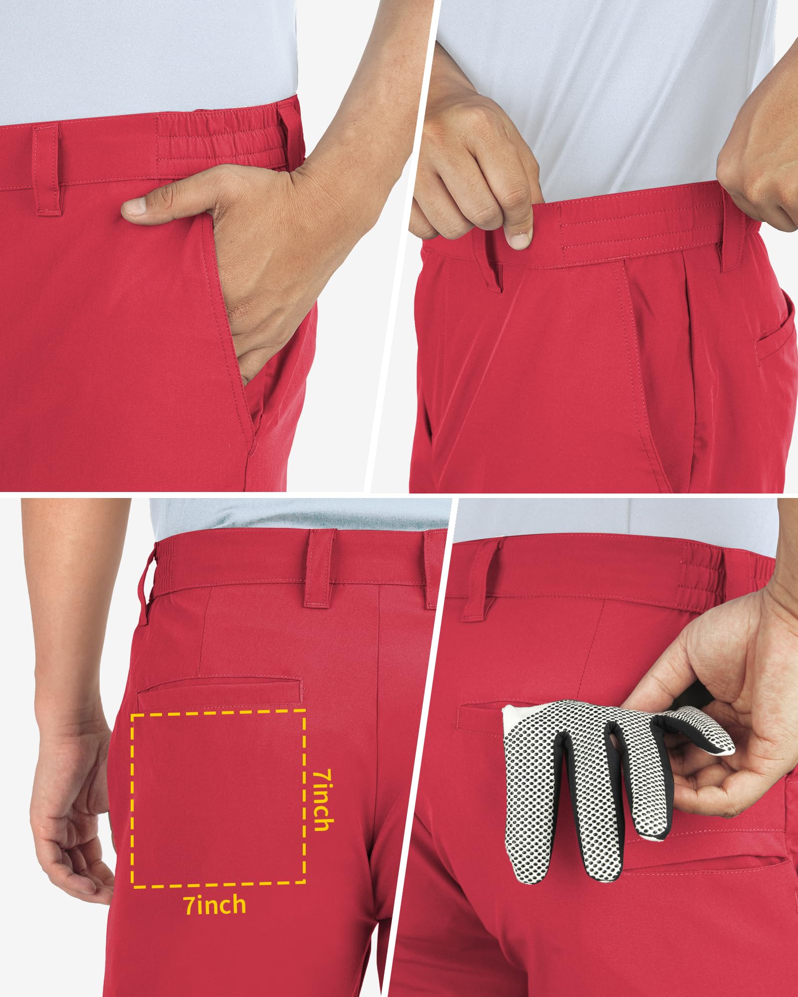 33,000ft Hommes Shorts de Golf Short d'extérieur Léger, Extensible, à Séchage Rapide, avec Protection Solaire UPF 50 Shorts de Randonnée Short de Cyclisme Short de Golf