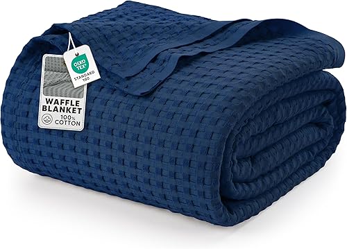Utopia Bedding Manta azul marino de 100% algodón de 300 GSM, tamaño King, 90 x 108 pulgadas, suave, ligera, transpirable, para todas las estaciones