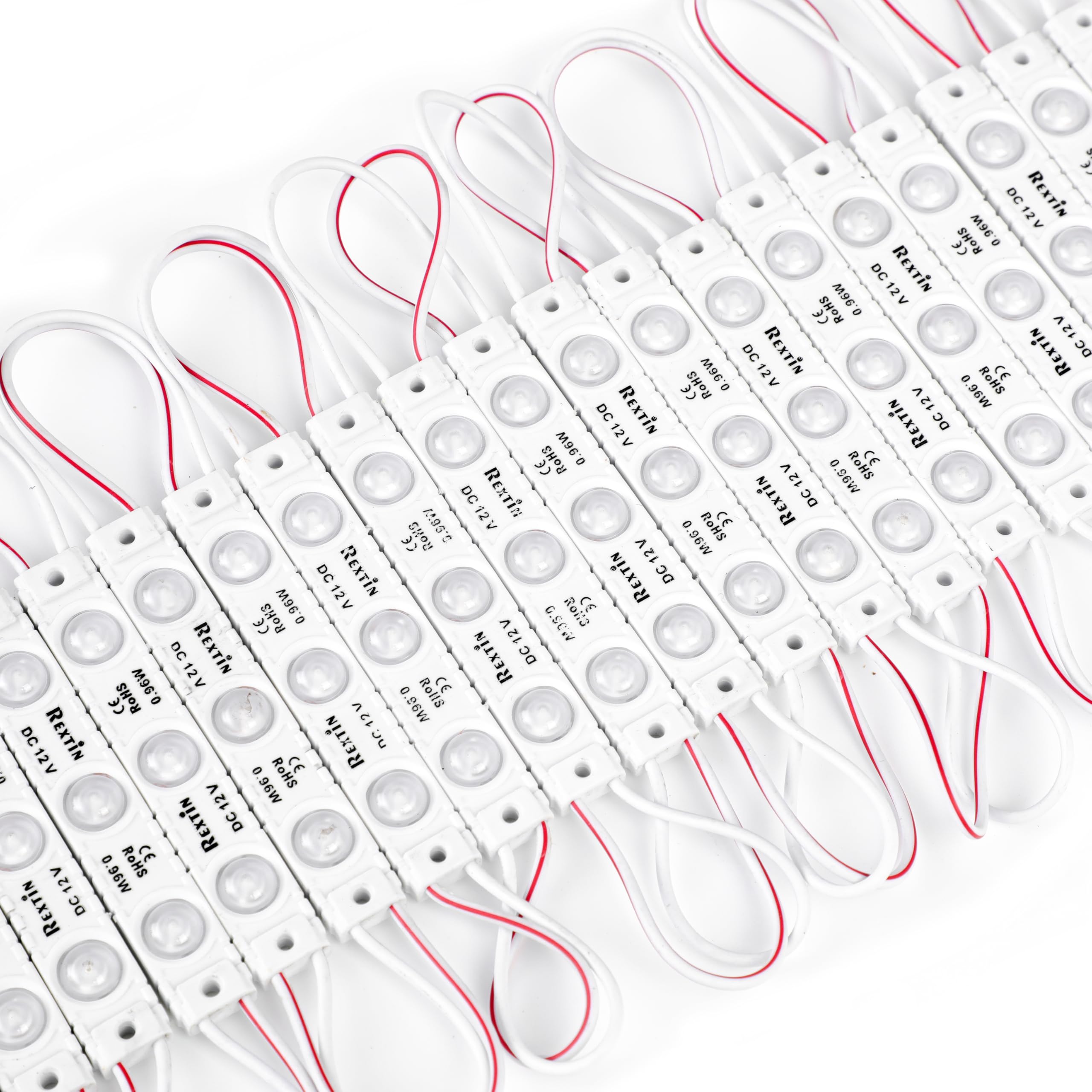 Module lumineux LED : DC 12 V 200 pièces, économe en énergie – Lumière publicitaire pour vitrine d'entreprise, panneau de lettres étanche avec ruban adhésif à l'arrière (rouge)