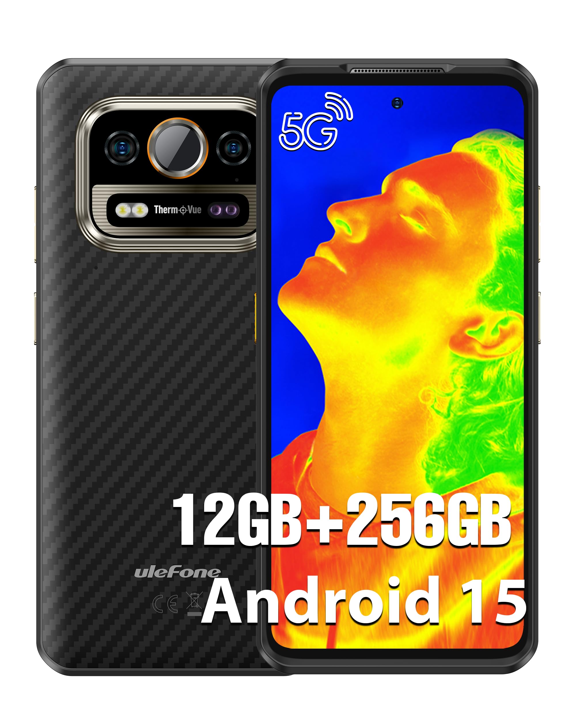 Ulefone Armor 25T Pro Outdoor Handy 5G Android 15 Smartphone 12GB + 256GB/SD-2TB 6500mAh Akku, 6.78 Zoll FHD+ 120Hz mit Wärmebildkamera, 64MP+50MP Kamera, unterstützt 33W Schnellladung GPS/NFC/OTG