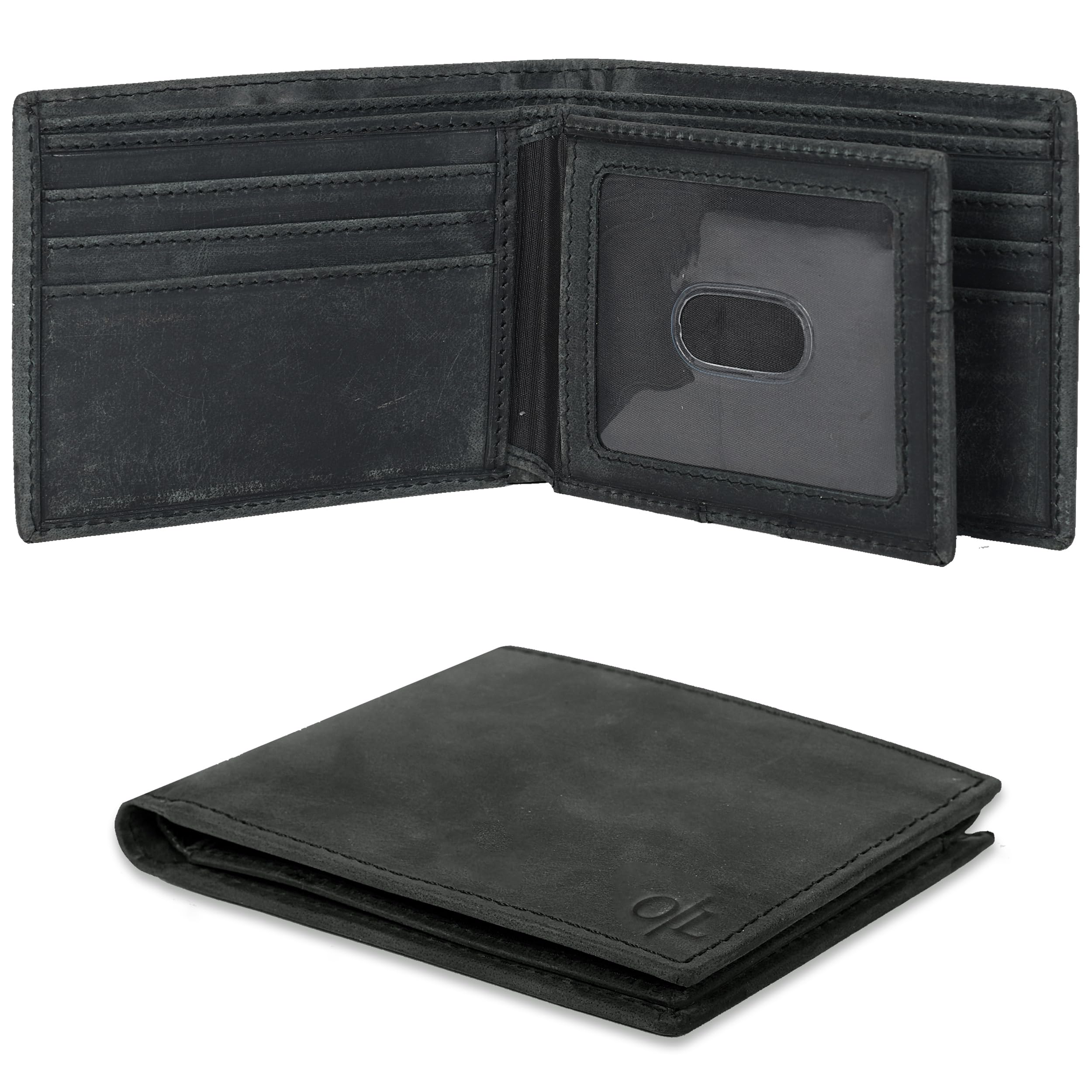 Oak Leathers Leather Wallet for Men - RFID Bifold Wallets with 9 Credit Cards 1 ID Window Slim Minimalist Front Pocket Gift For Men