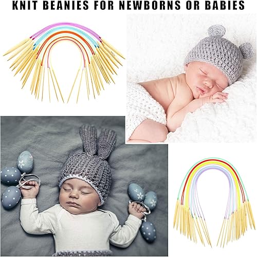 Miniatura 5 de WILLBOND Juego de 36 agujas de tejer circulares de bambú de 16 pulgadas y 31.5 pulgadas, incluye 18 tamaños (0.079-0.394 in) agujas circulares de