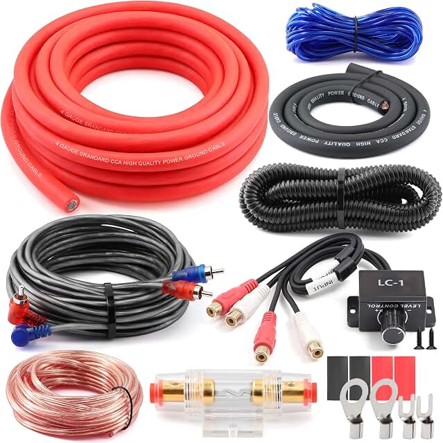 4 Gauge Amp Wiring Kit 1200W with LC-1 Bass Knob