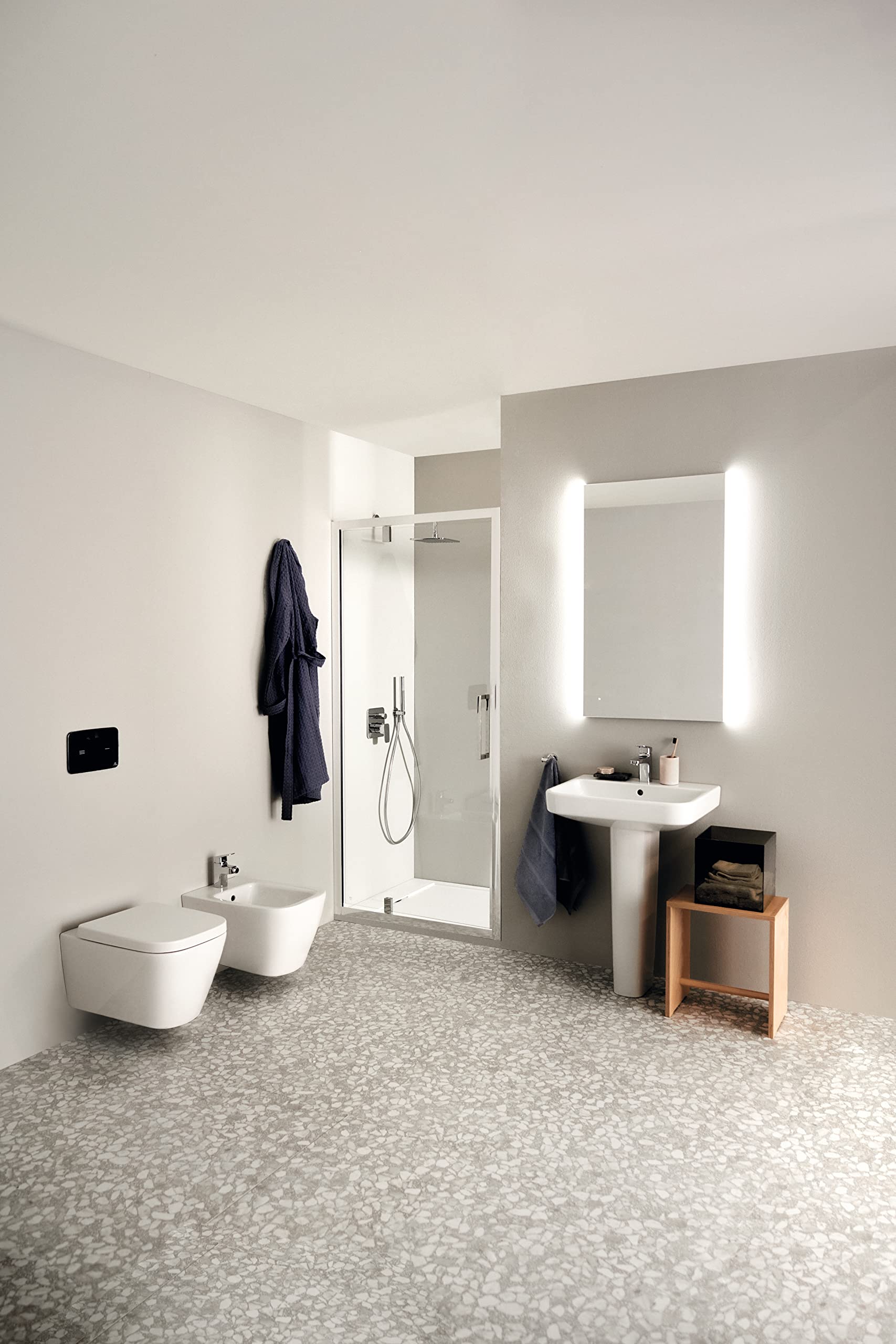 Ideal Standard - i.life B, RimLS+ WC suspendido sin borde completo con tapa de inodoro de cierre lento, E-packaging dedicado al transporte de cerámica, Blanco