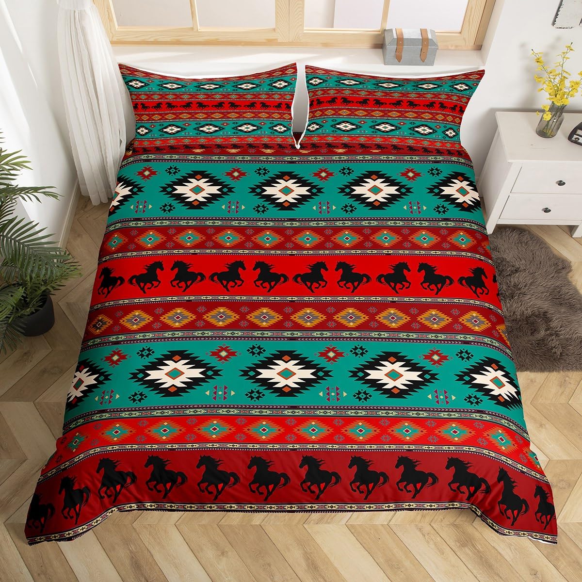 Parure de lit cheval aztèque pour chambre d'enfant style sud-ouest