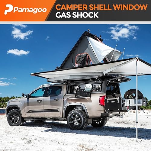 Miniatura 6 de Puntales de elevación de gas de 12 pulgadas, C16-10788, 35 libras; para cámper Leer, Snugtop, ventana trasera de cámper, tapa de caja