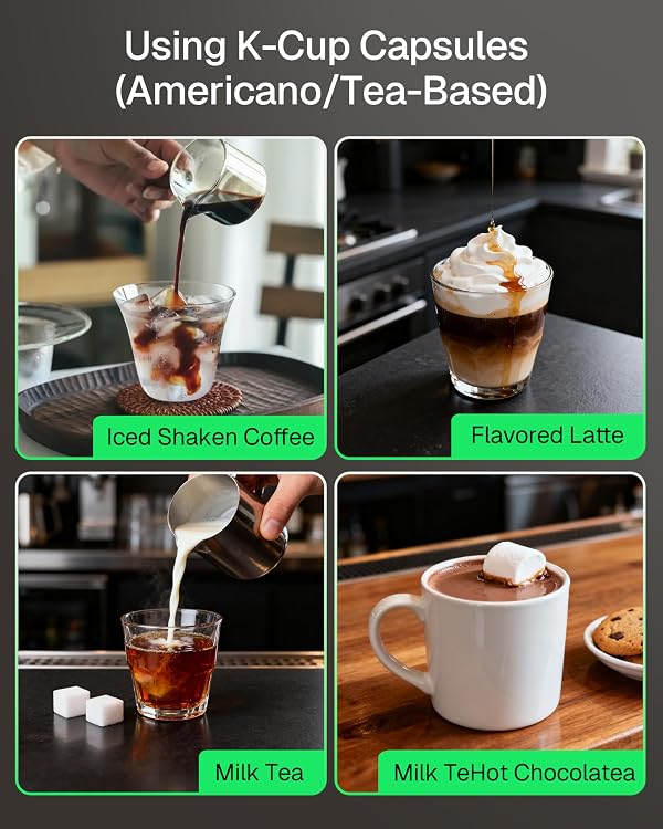 HBN 3-in-1 for Nespresso Capsule & K-Cup Pods & Ground Coffee Multi Coffee Maker Single Serve, 19Bar Programmable One-Touch Brewing Espresso Machine, 20oz Removable Water Tank, 1450W Fast Heat by HBN - Image 8