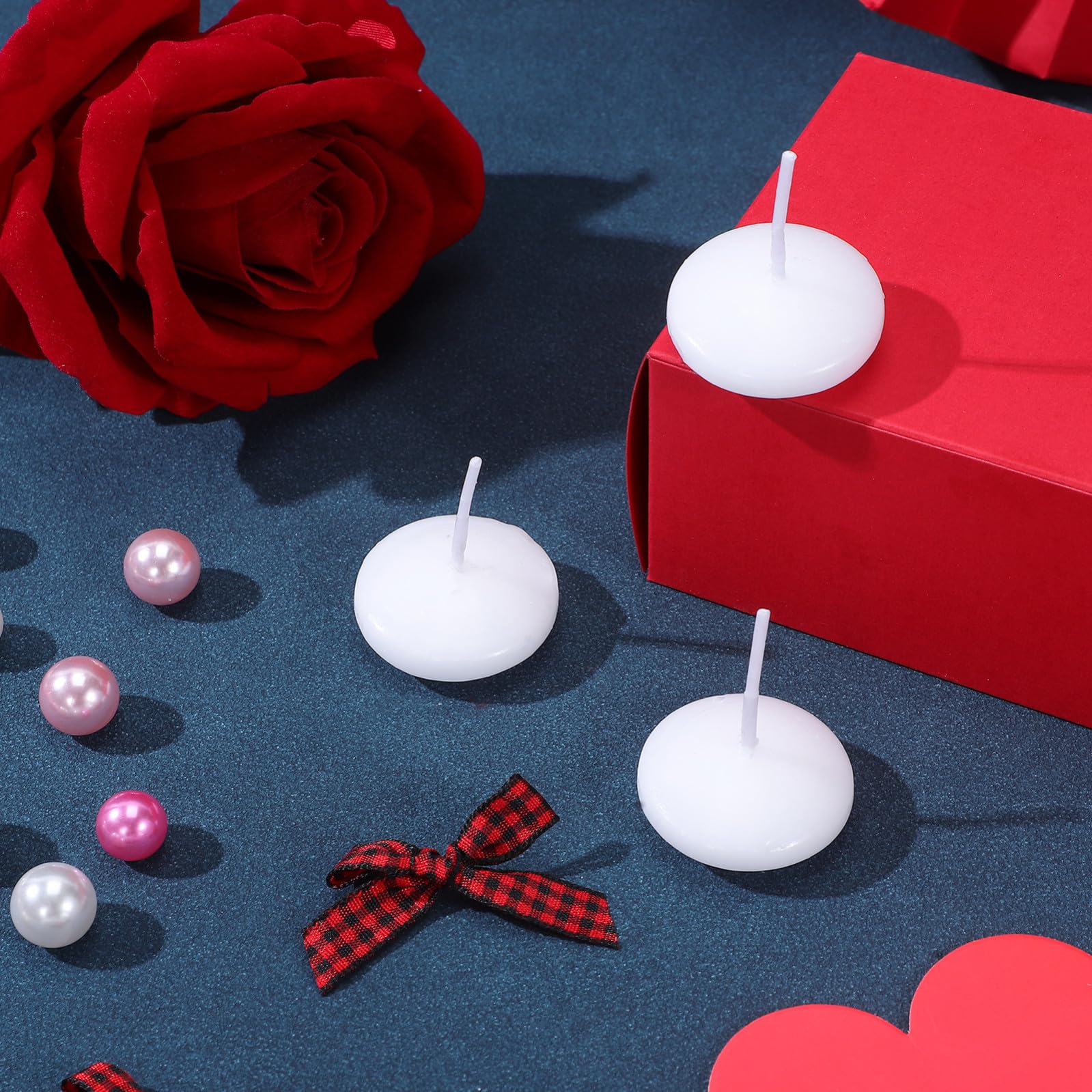jojofuny 50 Piezas Velas Flotantes Decorativas para Boda Luz Cálida, Cera de Parafina, Diseño Redondo Elegante y Romántico para Eventos y Fiestas