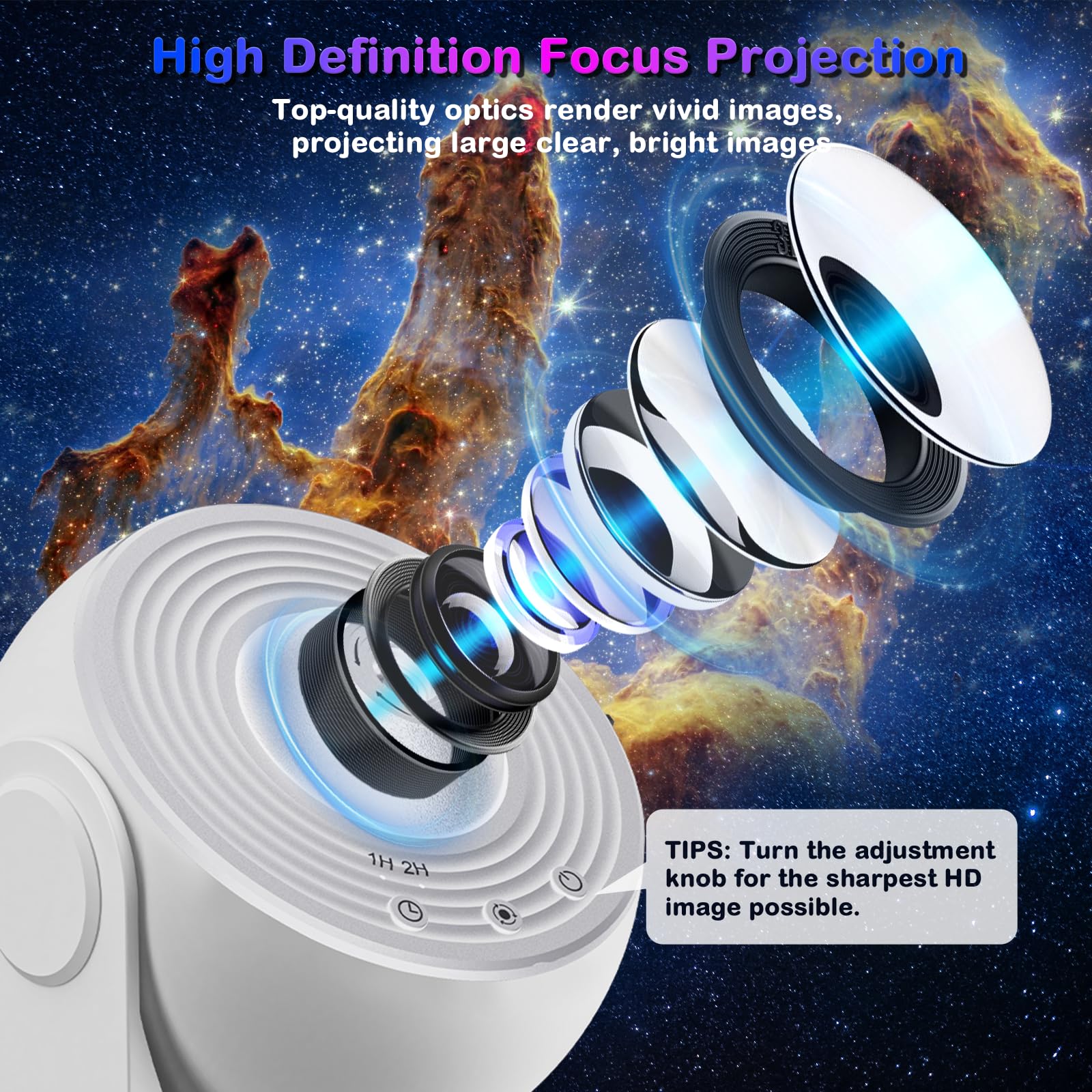 Febotak Proiettore Cielo Stellato, Lampada Proiettore Planetario Cielo Stellato per Camera da Letto Bambini Adulti con 13 Dischi Pianeti, Proiettore Nebulosa/Luna/Cielo Galassia