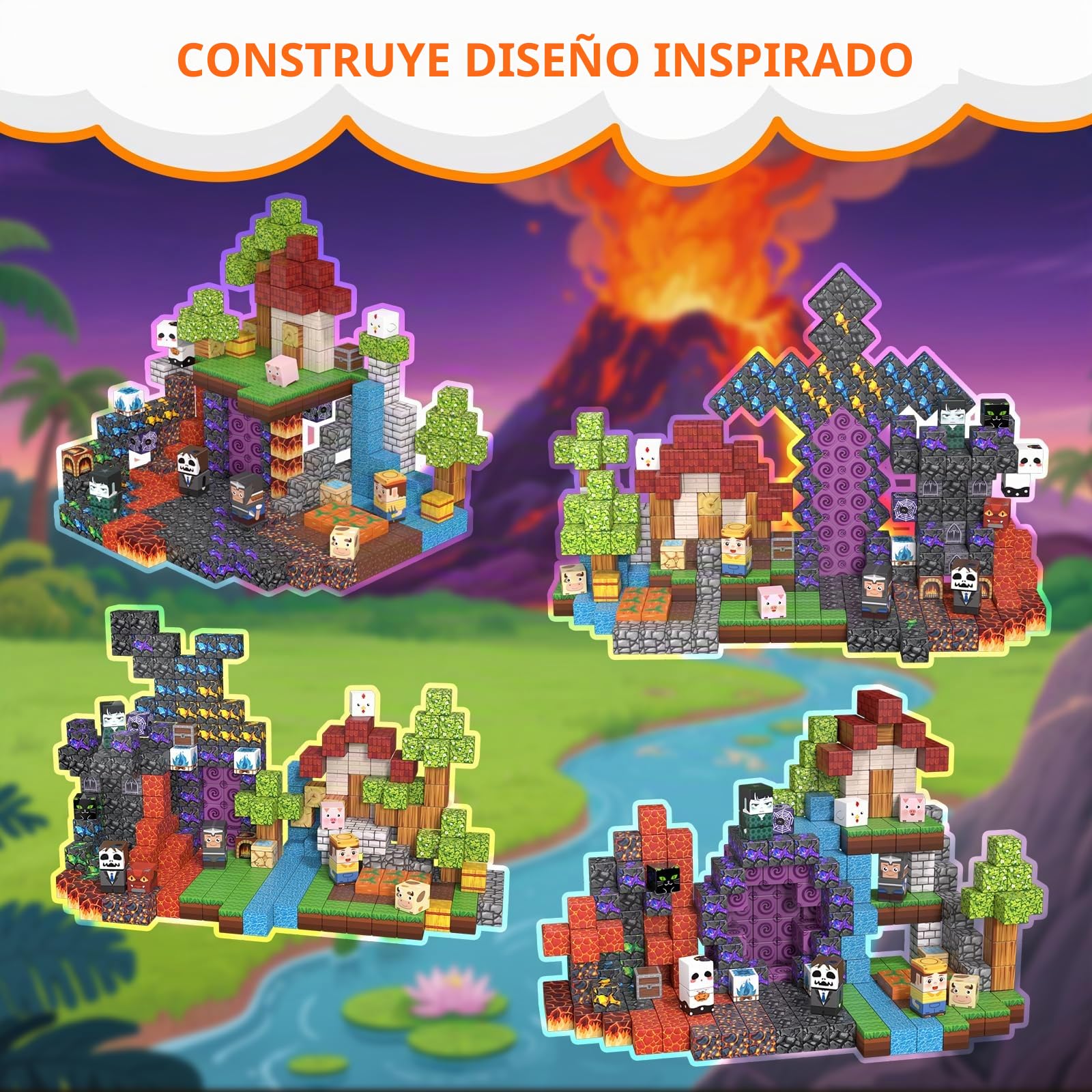 Vdealen 300 PCS Bloques Magneticos Construccion Niños,Apulamiento Magnetwürfel Juguete para Niños,Stem Montessori Sinnesspielzeug für Jungen und Girlen Edad 4-12