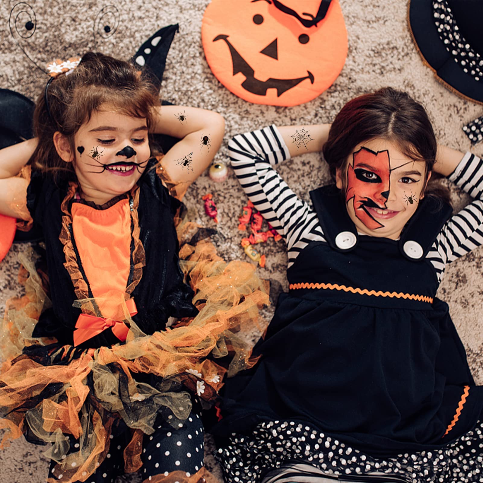 100 Tatuajes Temporales De Arañas Y Telarañas Para Halloween – Realistas, Resistentes Al Agua, Fáciles De Aplicar, Para Adultos Y Niños