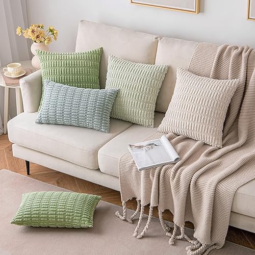 Miniatura 10 de Paquete de 2 fundas de almohada decorativas de primavera verde salvia de 16 x 16 pulgadas para sofá, cama, sala de estar, funda de cojín cuadrada de