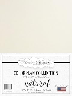 Cardstock Warehouse Colorplan Natural Cream Cardstock Paper – 25 Sheets, 8.5 x 11" – 100 lb. / 270 GSM Premium Matte Cover Cardstock for Invitations, Card Making, Scrapbooking & DIY Projects