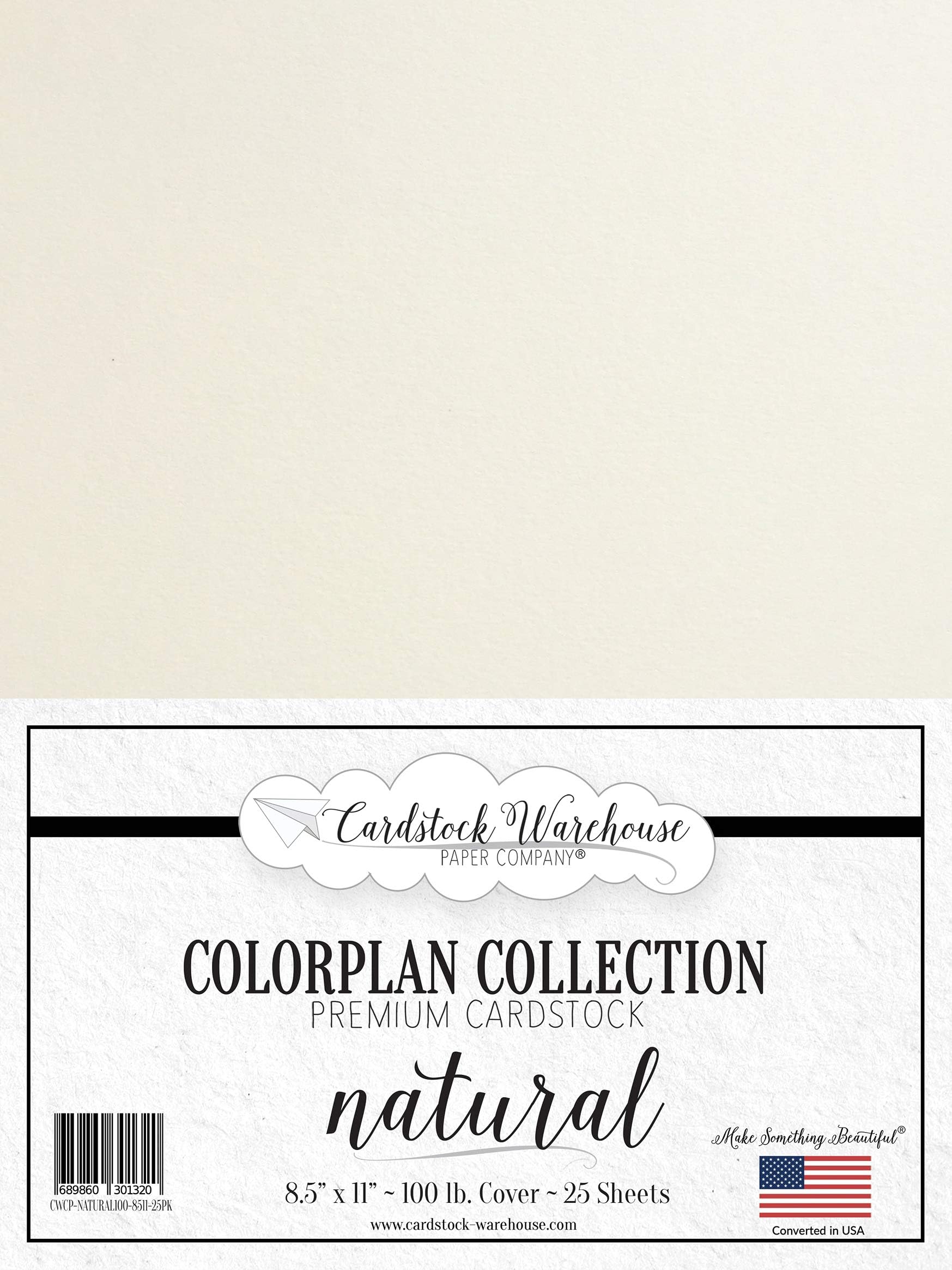 Cardstock Warehouse Paper Company Colorplan Natural Cream - 8.5 x 11" - 100 Lb. / 270 Gsm Matte Premium - 25 Sheets