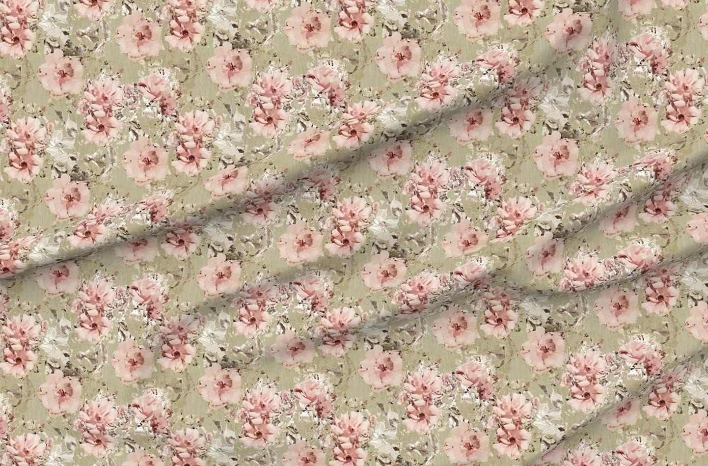 Spoonflower Fabric - Vintage Shabby Rose Floral Victorian Botanical Wedding Spring Chic Printed on Petal Signature Cotton Fabric Fat Quarter - Sewing Quilting Apparel Crafts Decor