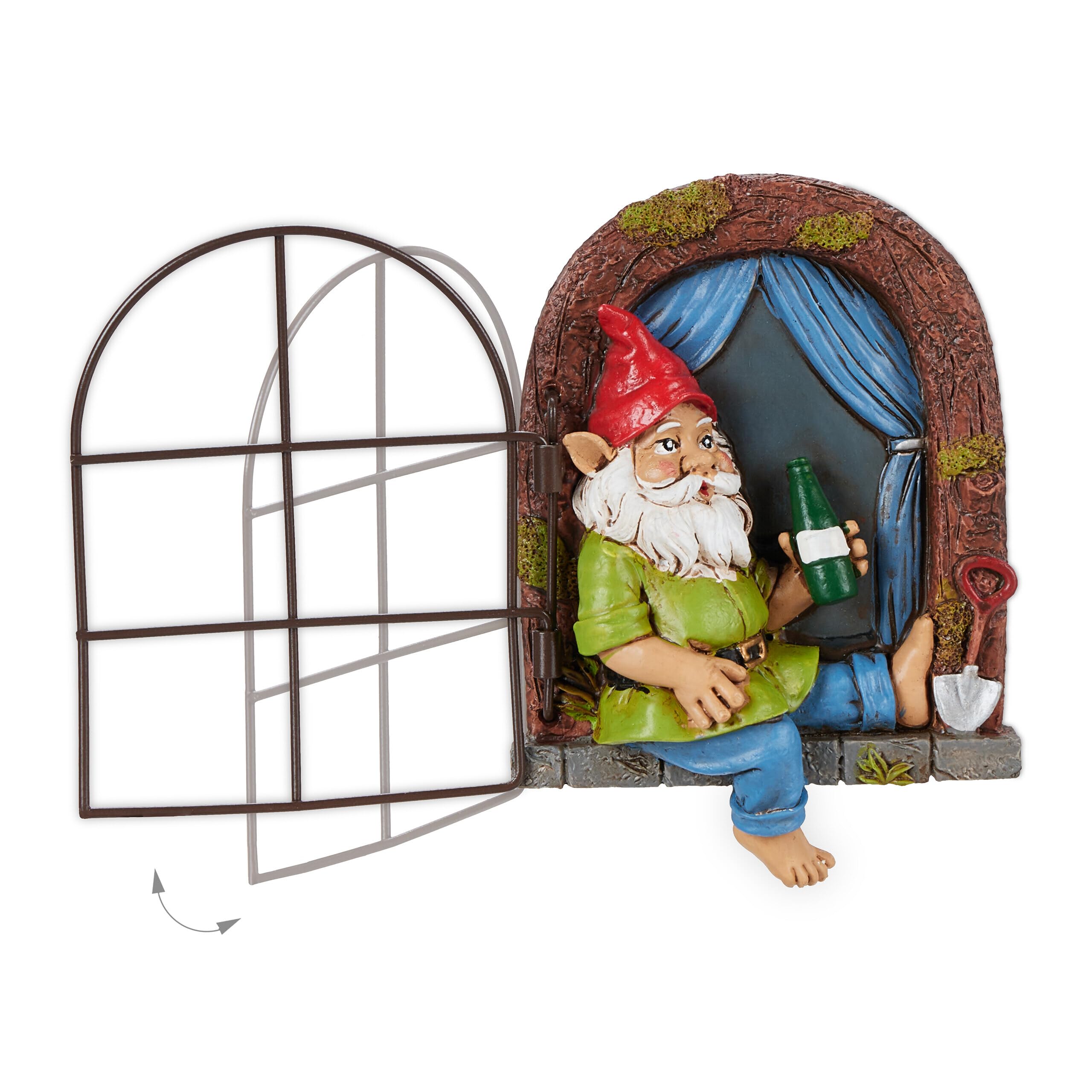 Relaxdays Decoración Árbol Gnomo en la Ventana, Resistente a la Intemperie, para Colgar, 14,5 x 10,5 x 4 cm, Multicolor