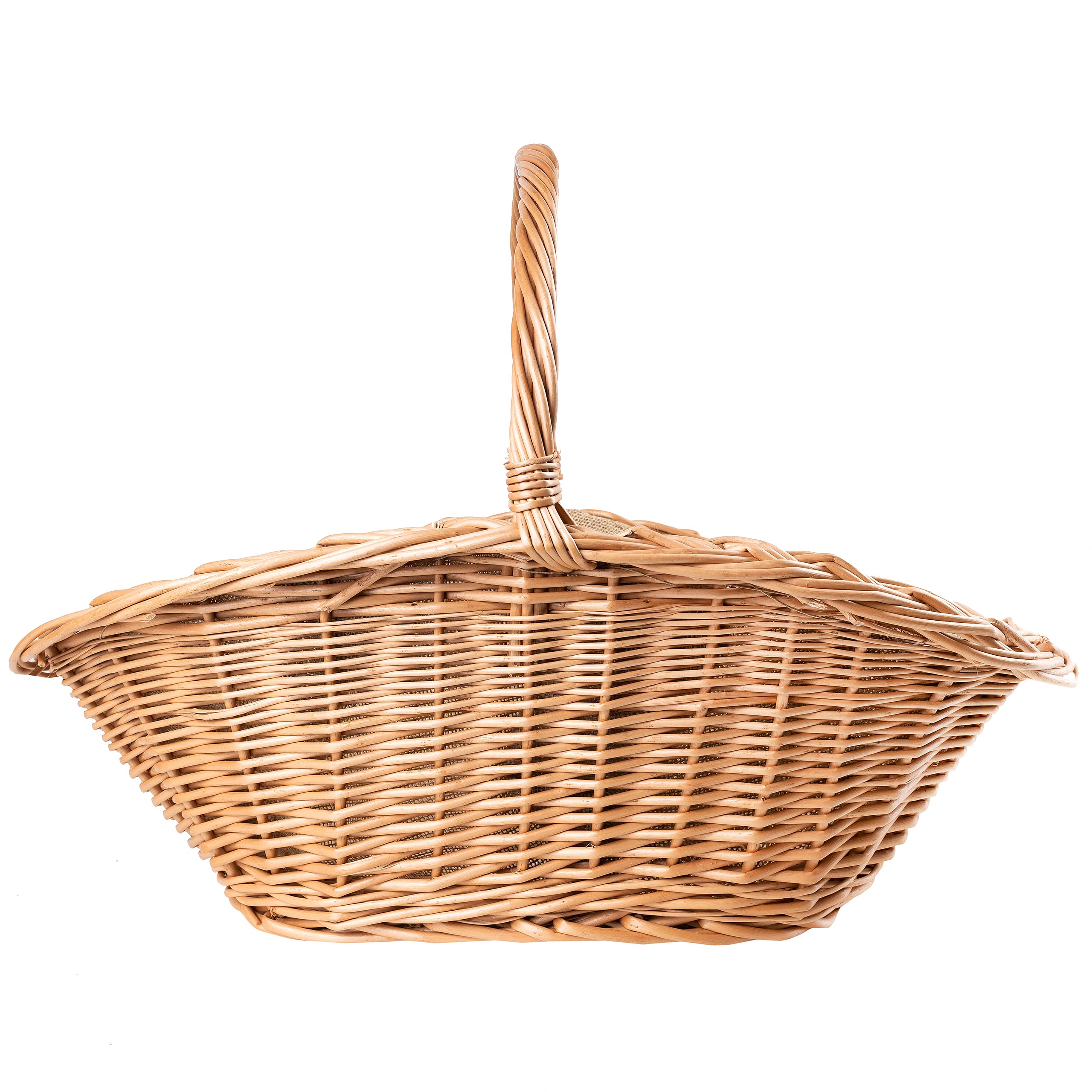 Creative Home Groß Holztrage Rattan Kaminholzkorb Kaminkorb Tragekorb | 60 x 40 x 39 cm | Aufbewahrung Oval Holzkorb Weidenkorb für Kaminholz/Holz | Braun Dick Weide Feuerholzkorb