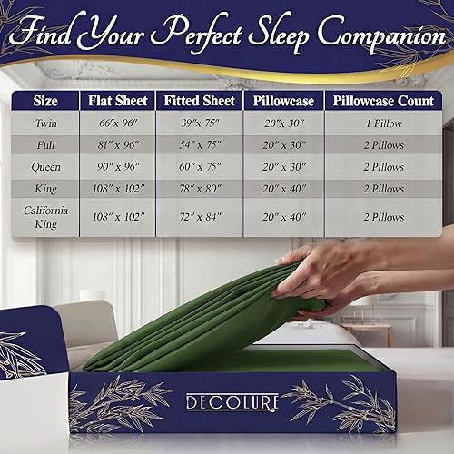 Miniatura 8 de DECOLURE Juego de sábanas 100% viscosa derivada de bambú, tamaño California King, sábanas de lujo de 4 piezas de enfriamiento natural, ultra suave,