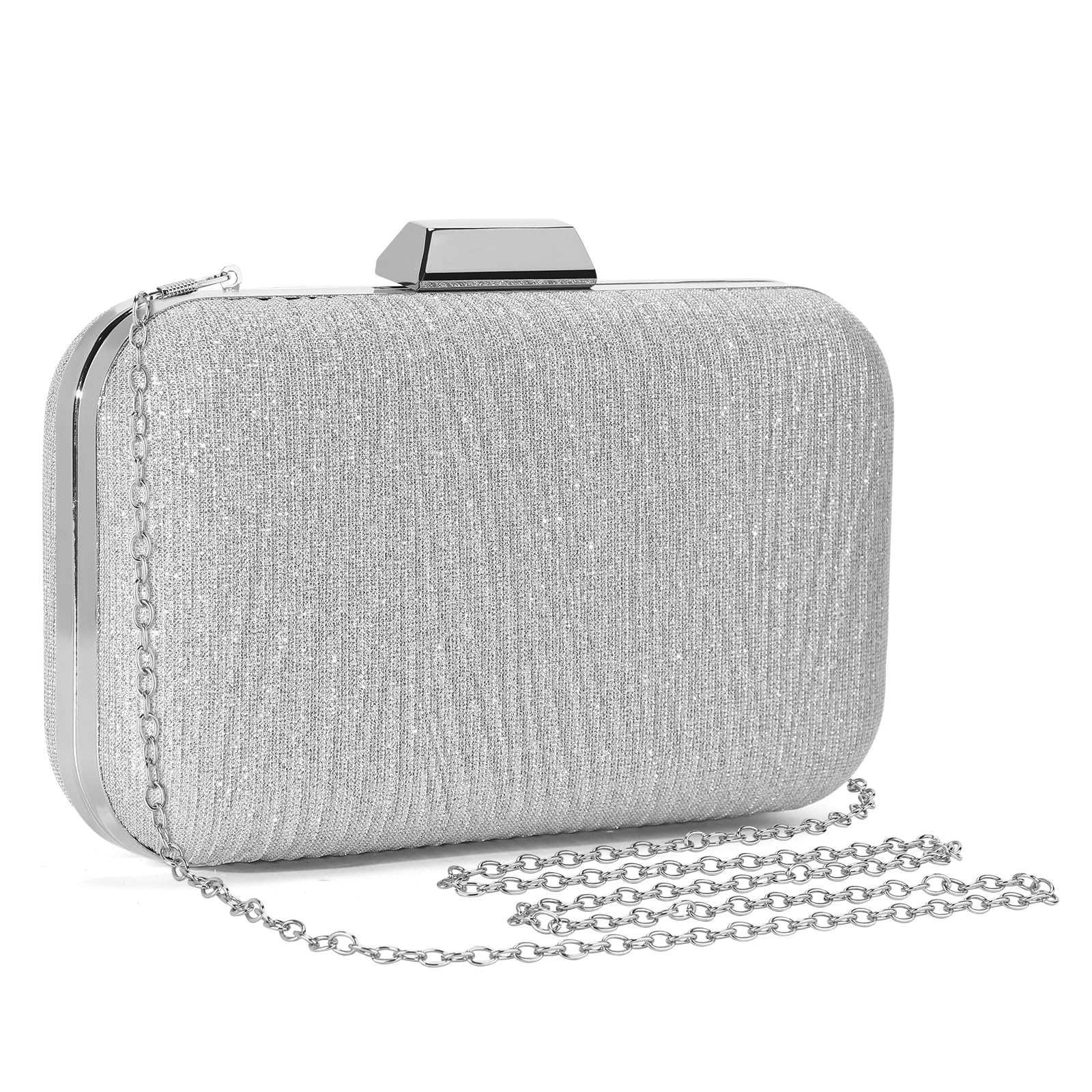 UBORSE Bolso de mano brillante para mujer, elegante bolso de noche con cuentas de diamante para fiesta, boda, baile, banquete, cóctel,