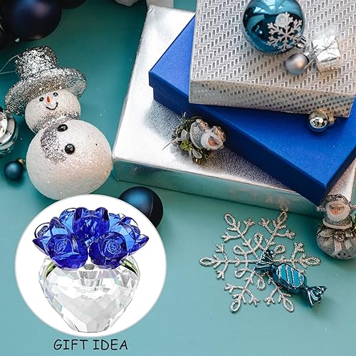 Miniatura 6 de LONGWIN Figuras de rosas de cristal, ramo de primavera de cristal coleccionable con jarrón, decoración del hogar, regalos románticos para mujeres,