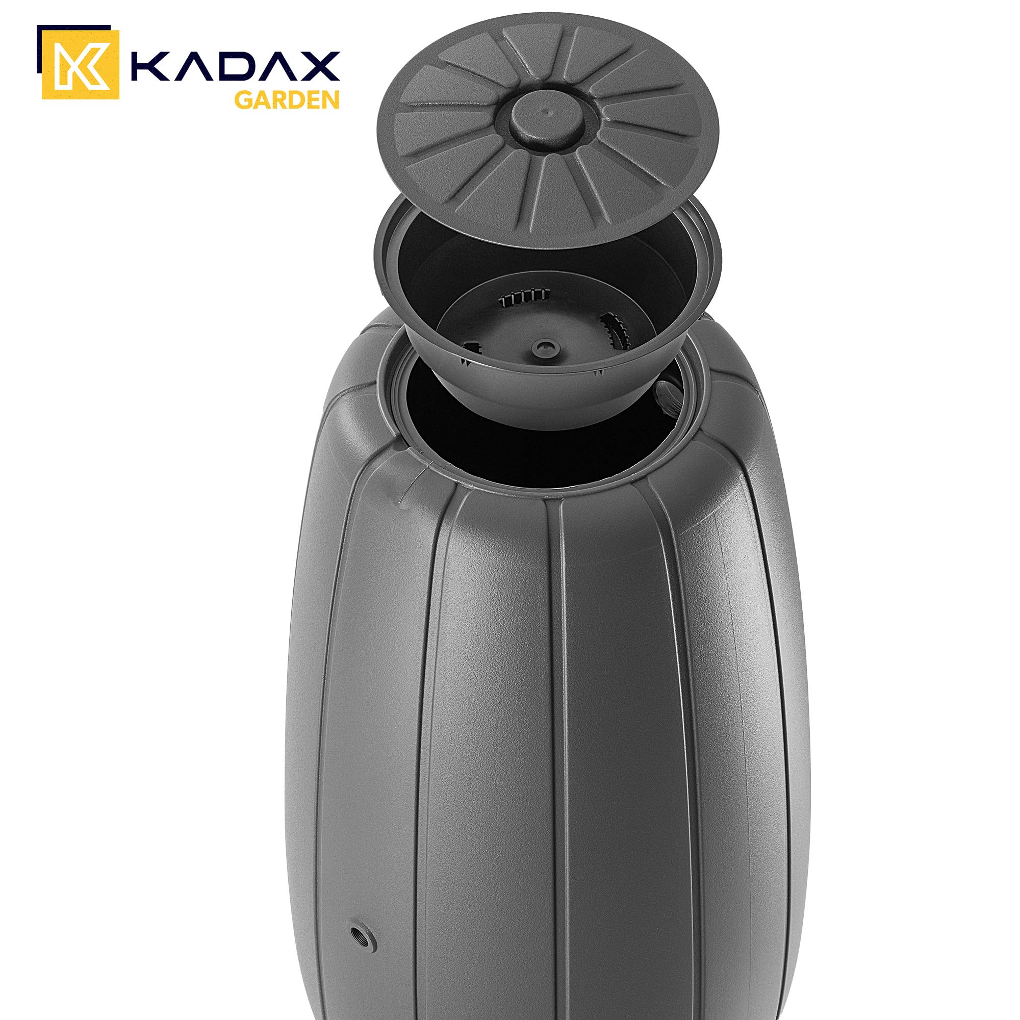 KADAX Regenton 200 litros, depósito de agua de lluvia con grifo y tapa, resistente a las heladas, de plástico, depósito de agua de lluvia para jardín (antracita)