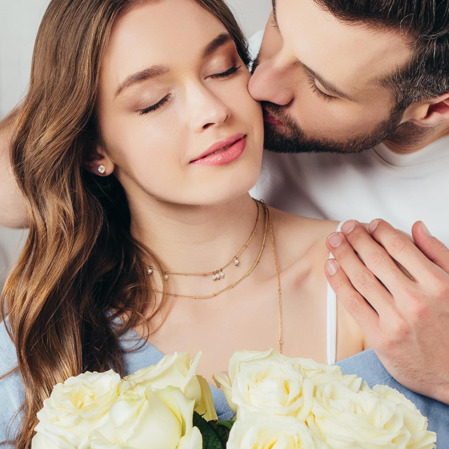 KRKC Moissanite Earrings, Lab Grown Diamond Stud Earrings for Women, 14K Golden Plated Sterling Silver, Bloom Design, 2 Carat D Color VVS1, Hypoallergenic, Gift for Wife, Mom, Her - Image 5