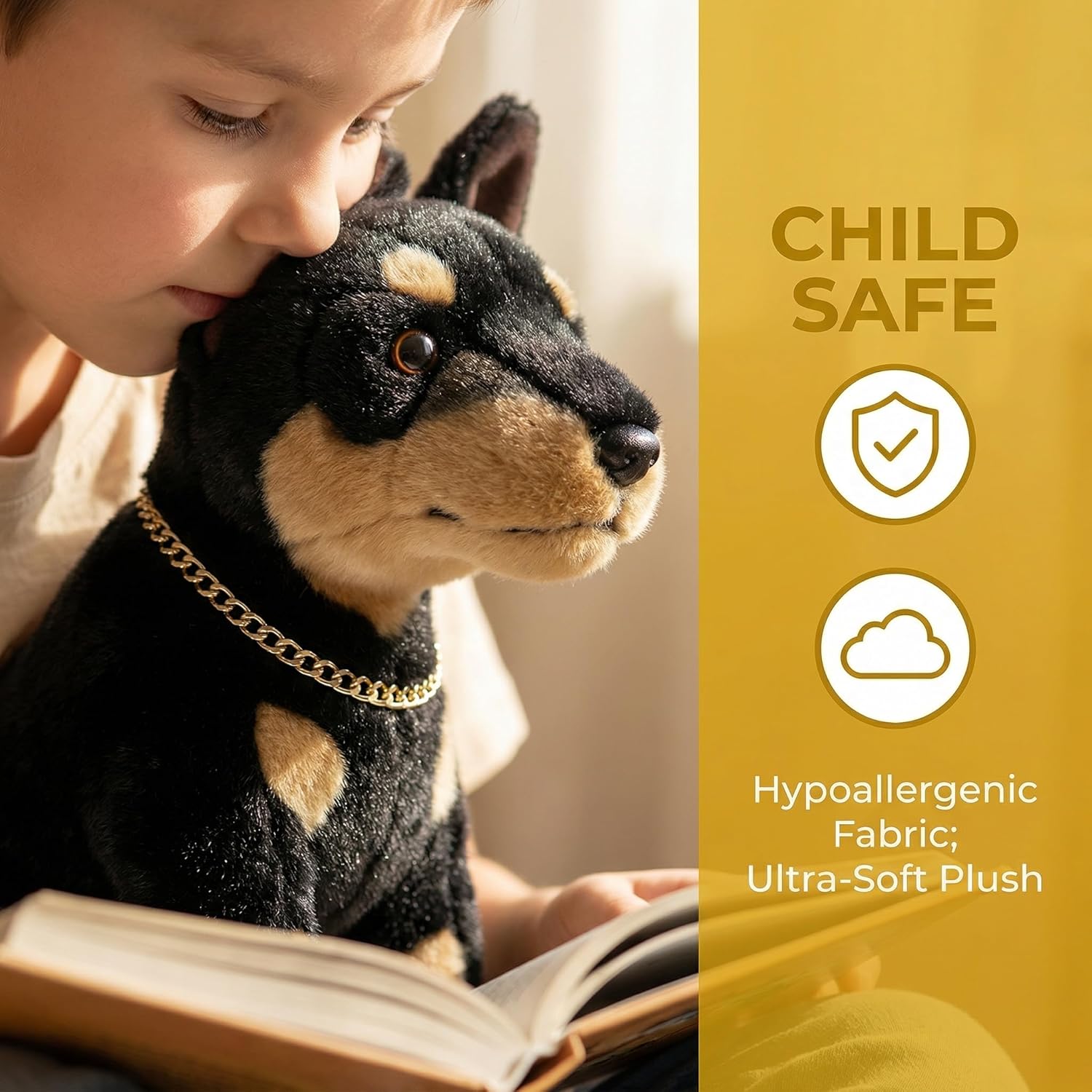 Realistic Doberman Dog Plush Toy - Simulation 12" Standing Doberman Noble Pet Dog Stuffed Animal Puppy Model Toy, Unique Plush Gift Collection for Kids Birthday, Home Decor