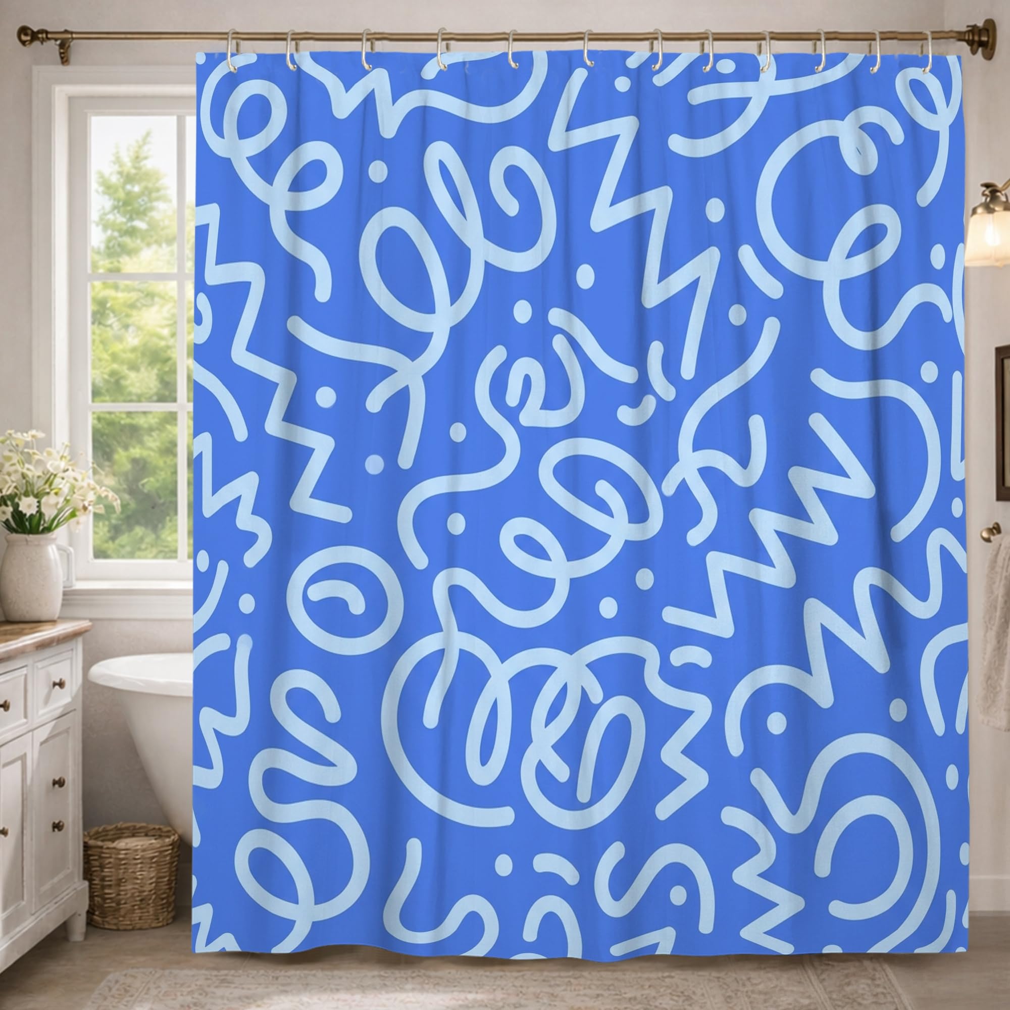 Rideau de douche extra long en toile texturée haut de gamme 183 x 243 cm
