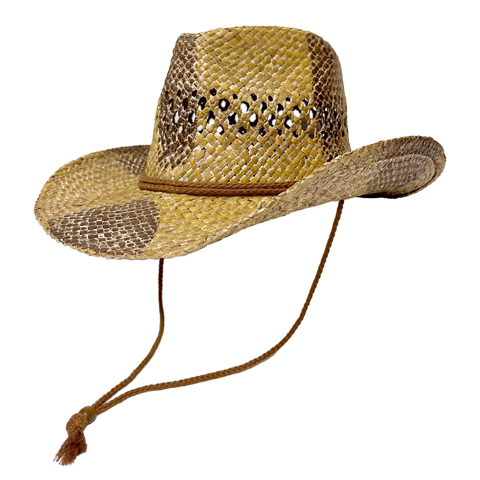 Wildarms Men’s Woven Straw Cowboy Hat Cowgirl Sun Beach Hat for Women Wide Brim Western Cowboy Hat with Decorative Bands