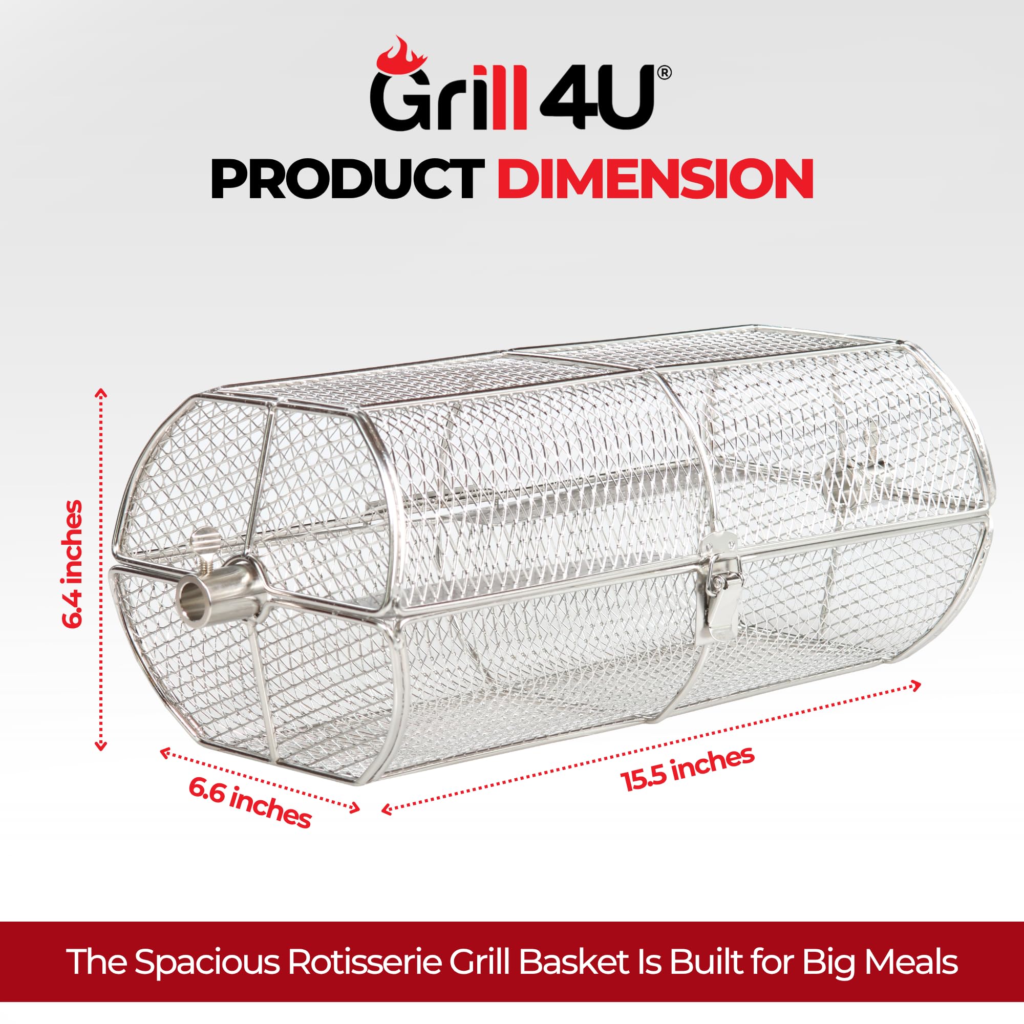 GrillX Cesta de carbón para barbacoa – 17 pulgadas de bloqueo único y cesta antiadherente – Cesta de asador de construcción de acero inoxidable – Accesorio perfecto para parrilla de barbacoa para todo