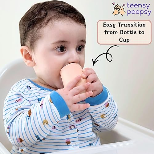 Miniatura 7 de Vasos de entrenamiento de silicona para bebés mayores de 4 meses  Paquete de 2 tazas de transición pequeñas para regalo de bebé niña, taza de agua