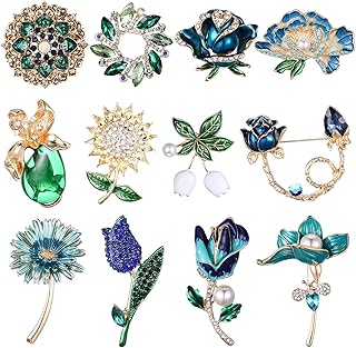 12 Pcs Women Brooches Bulk Set Rhinestone Pin Crystal Vintage Christmas ...