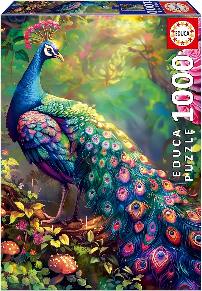Educa - Puzzle de 1000 Piezas para Adultos | Jardín del Pavo Real. Incluye Pegamento Fix Puzzle. Medidas: 48 x 68 cm. A Partir de 14 años (20262) oferta Amazon