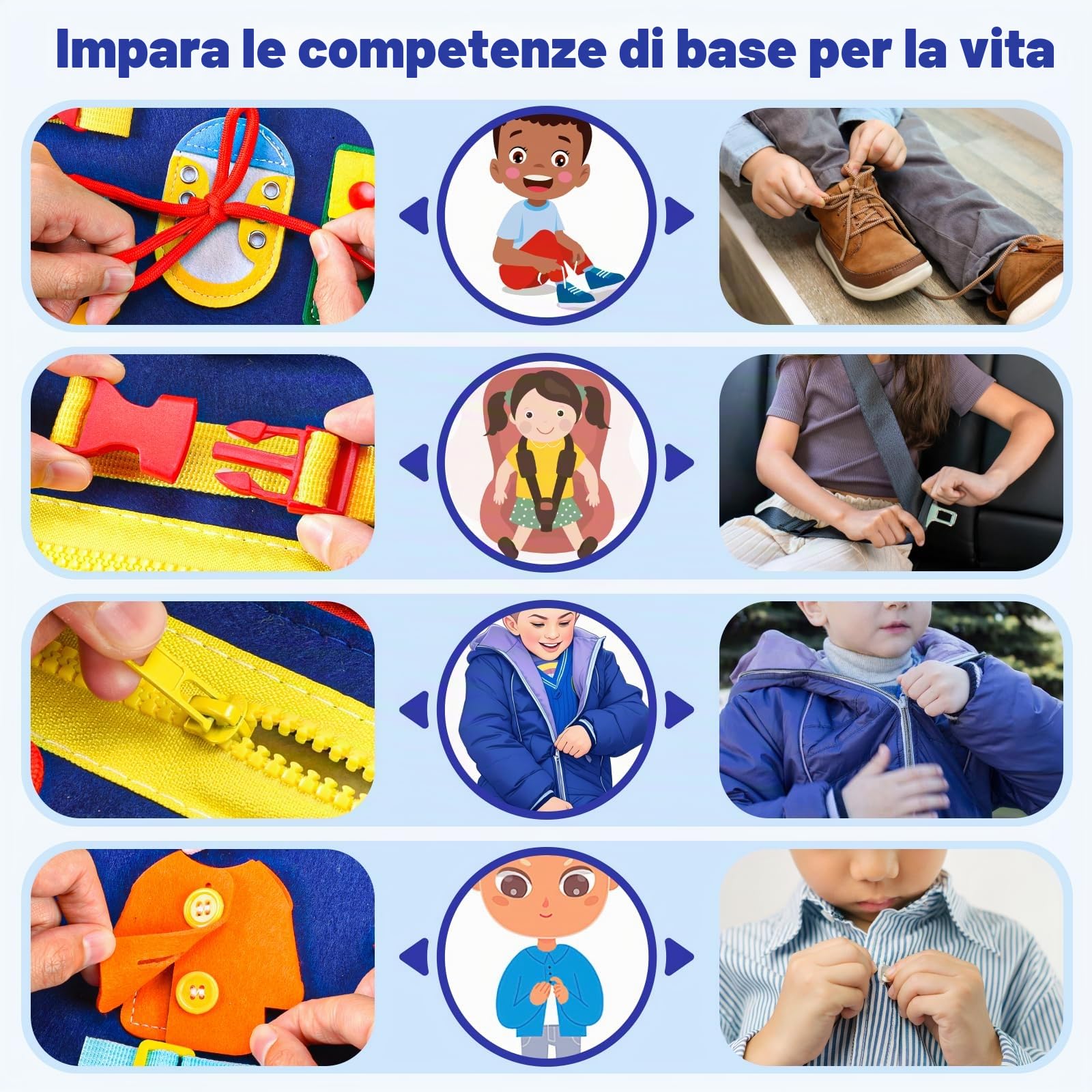 Asten Busy Board Giocattoli Montessori, Libri Busy per Bambini Piccoli, Tavola Sensoriale Libro di Attività Educative Silenziose per Bambini Piccoli, Giocattoli da Viaggio per Bambini per Aereo Auto