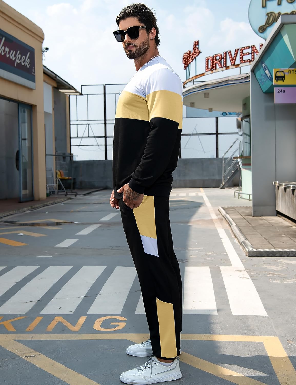 Babioboa Men's Colorblock Sweatshirt and Sweatpants 2 Piece Casual Tracksuits Long Sleeve Pullover Jogging Sweatsuit Set - Image 4