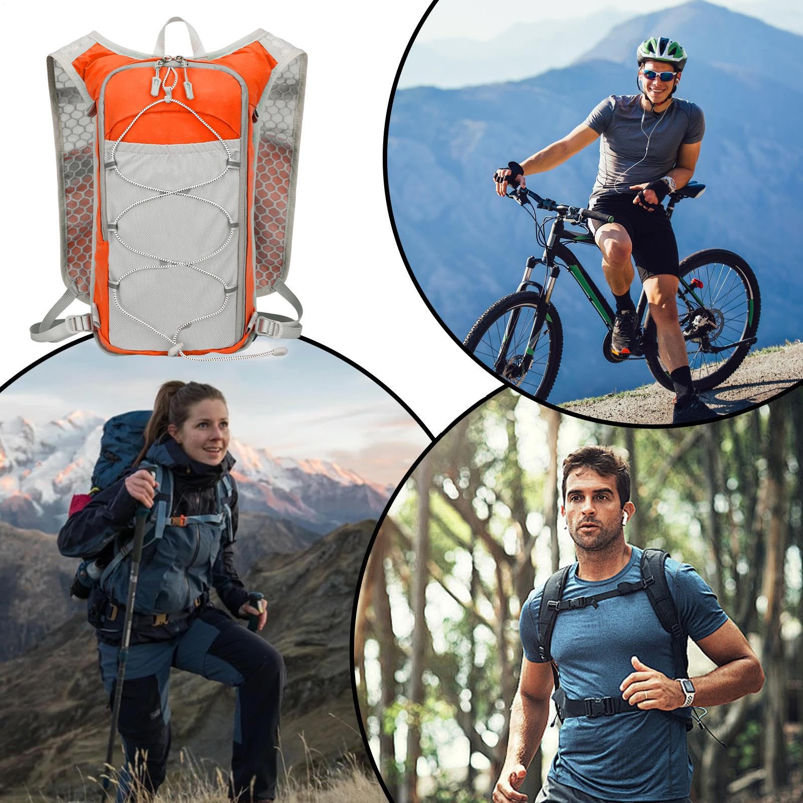 Zaino da corsa, zaino da jogging con tasche riflettenti per idratazione, design ergonomico e traspirante, per corsa, ciclismo o avventure all'aria aperta, 1 pezzo