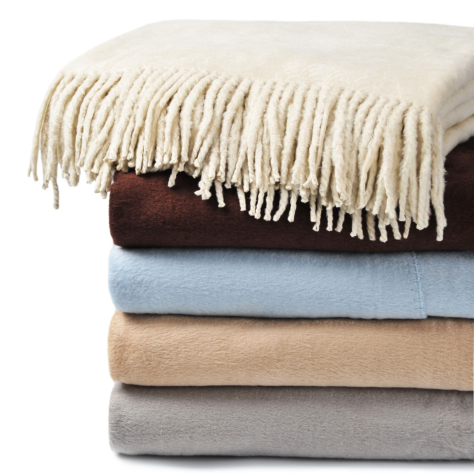 CUDDLE DREAMSSilk Throw Blanket with Hand-Knotted Fringe, Natural, Soft & Breathable (Ivory)