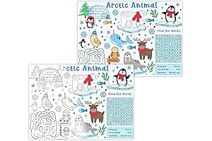 Charming Coloring Placemats: Arctic Animal Adventure for Kids