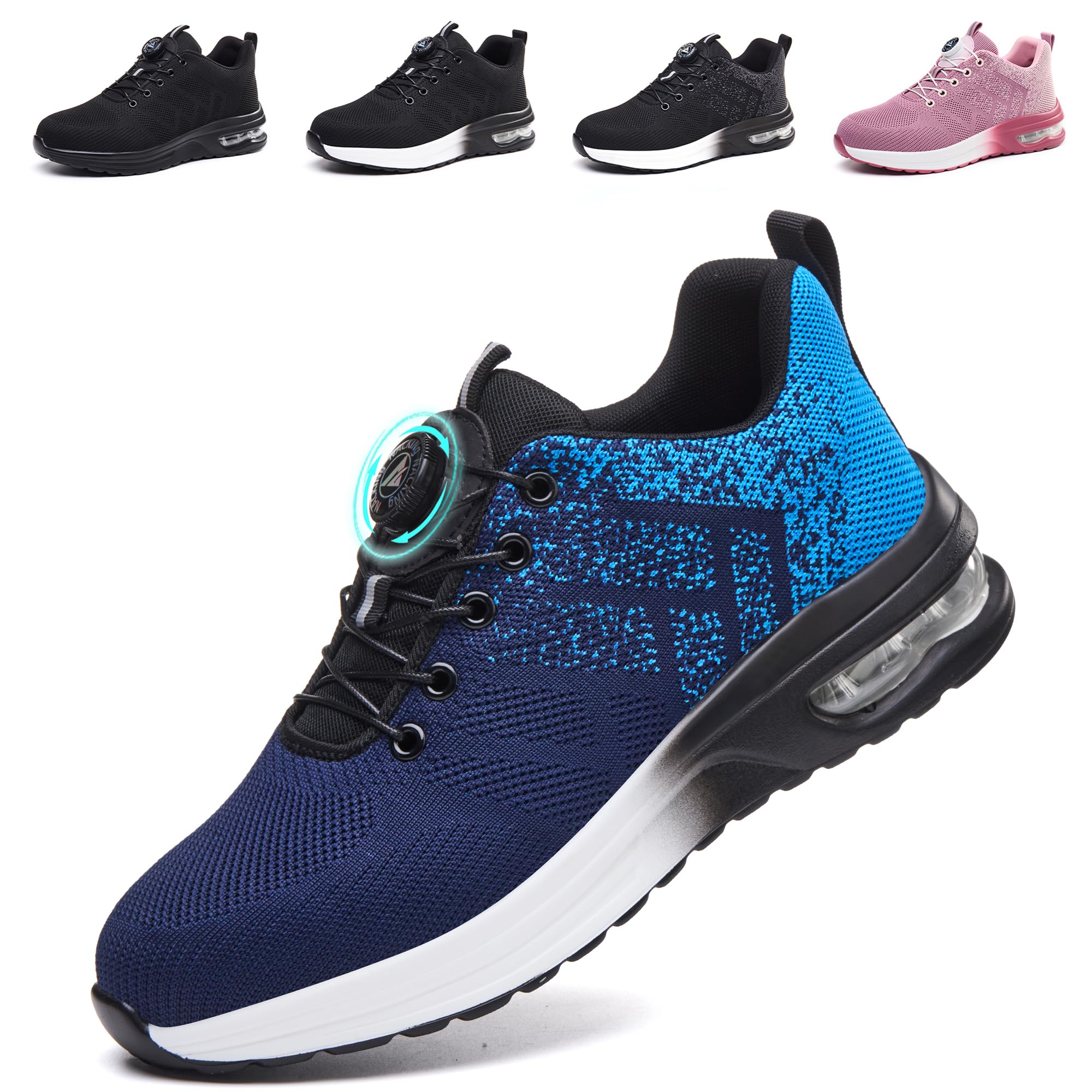 Zapatos de Seguridad para Hombre Mujer Ligero Zapatillas de Seguridad Transpirable Zapatos de Trabajo con Punteras de Acero Antideslizantes Calzado Trabajo Comodo